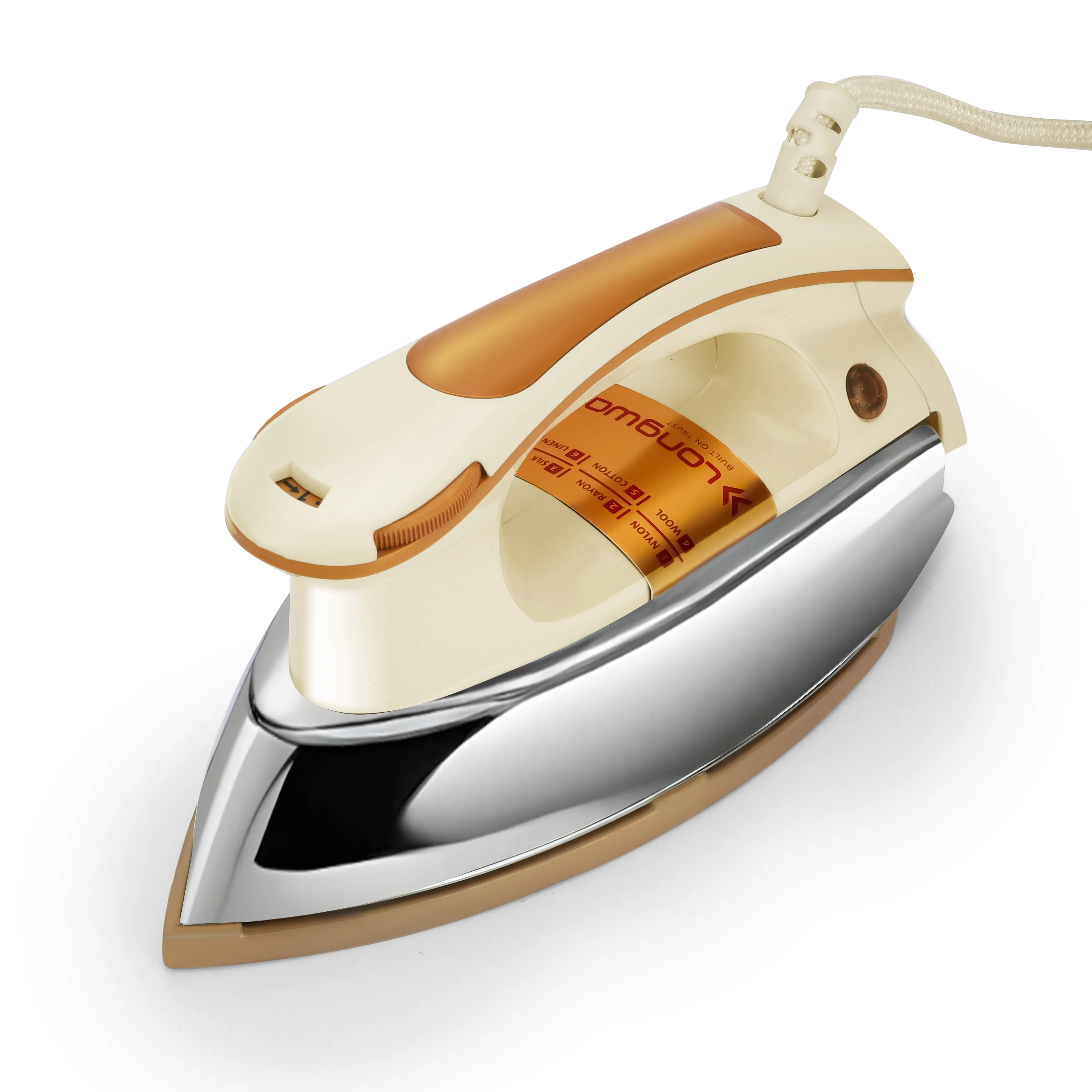 Longway Diva Heavy Weight Non-Stick Teflon Coated Dry Iron, Electric Iron for Clothes | 2 Years Warranty (1000 Watt, Ivory)