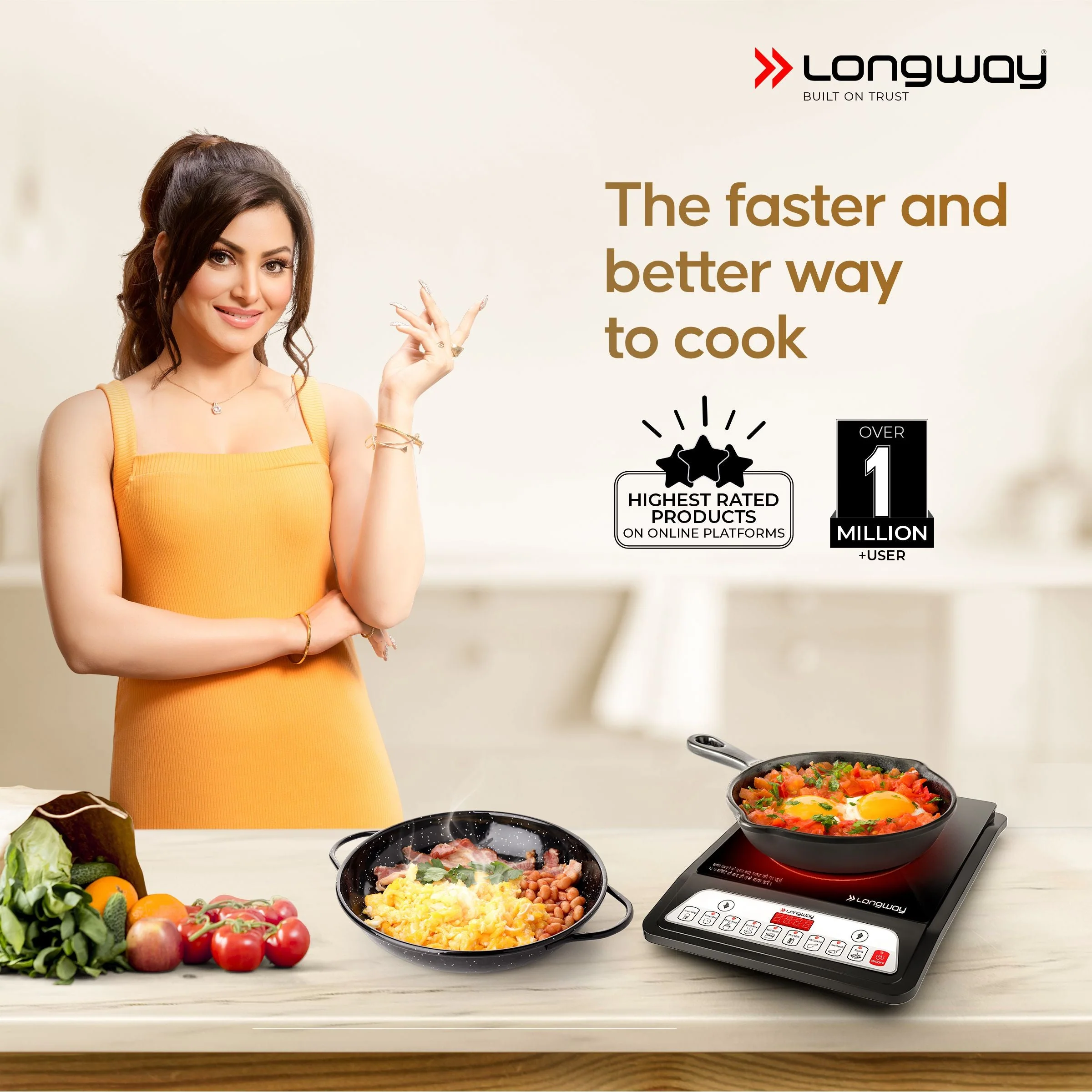 Longway Elite Plus IC 2000 Watt Induction Cooktop with Auto Shut-Off & Over-Heat Protection With 8 Cooking Mode & BIS Approved | 2-Years Warranty | (Black, Push Button) - Image 2