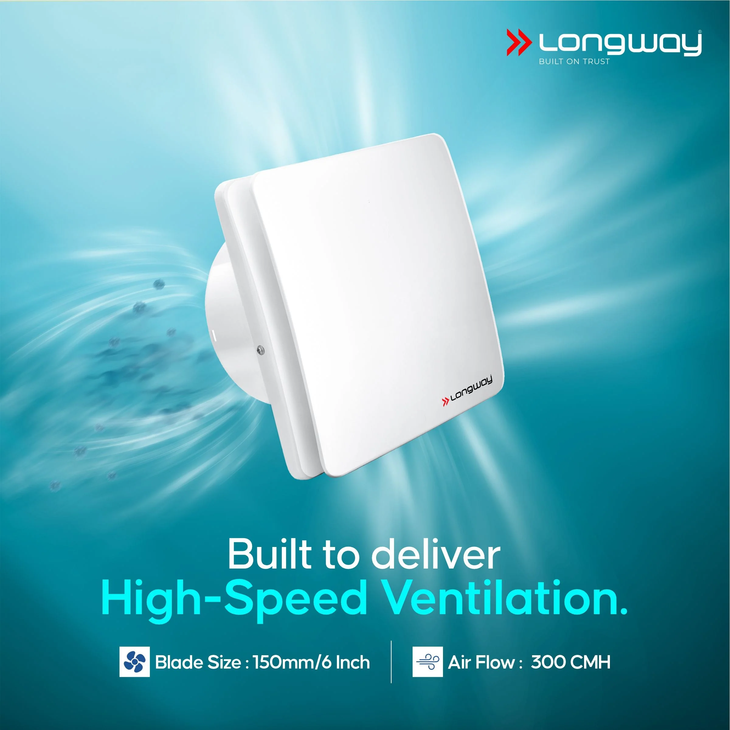 Longway FreshX 6 Inch 150 mm Energy Efficient Exhaust Fan | High Speed Powerful Motor | Noiseless Operation & Easy to Clean | Rust Proof |Suitable for Bathroom, Kitchen, Office | 2 Years Warranty (White) - Image 3