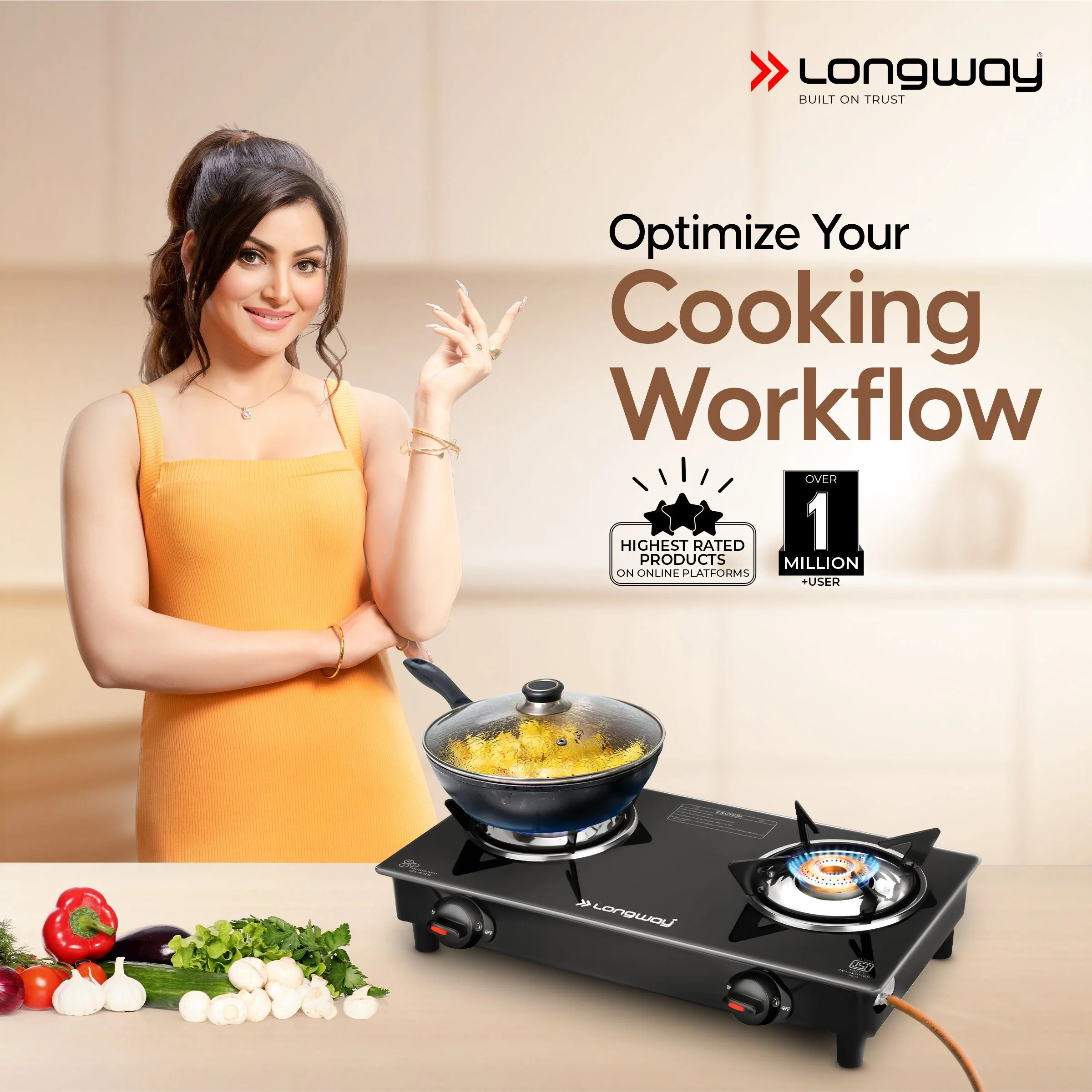 Longway Furn Glass Top, 2 Burner Auto Ignition Glass Gas Stove (Black, ISI Certified, 2 Year Warranty) - Image 2