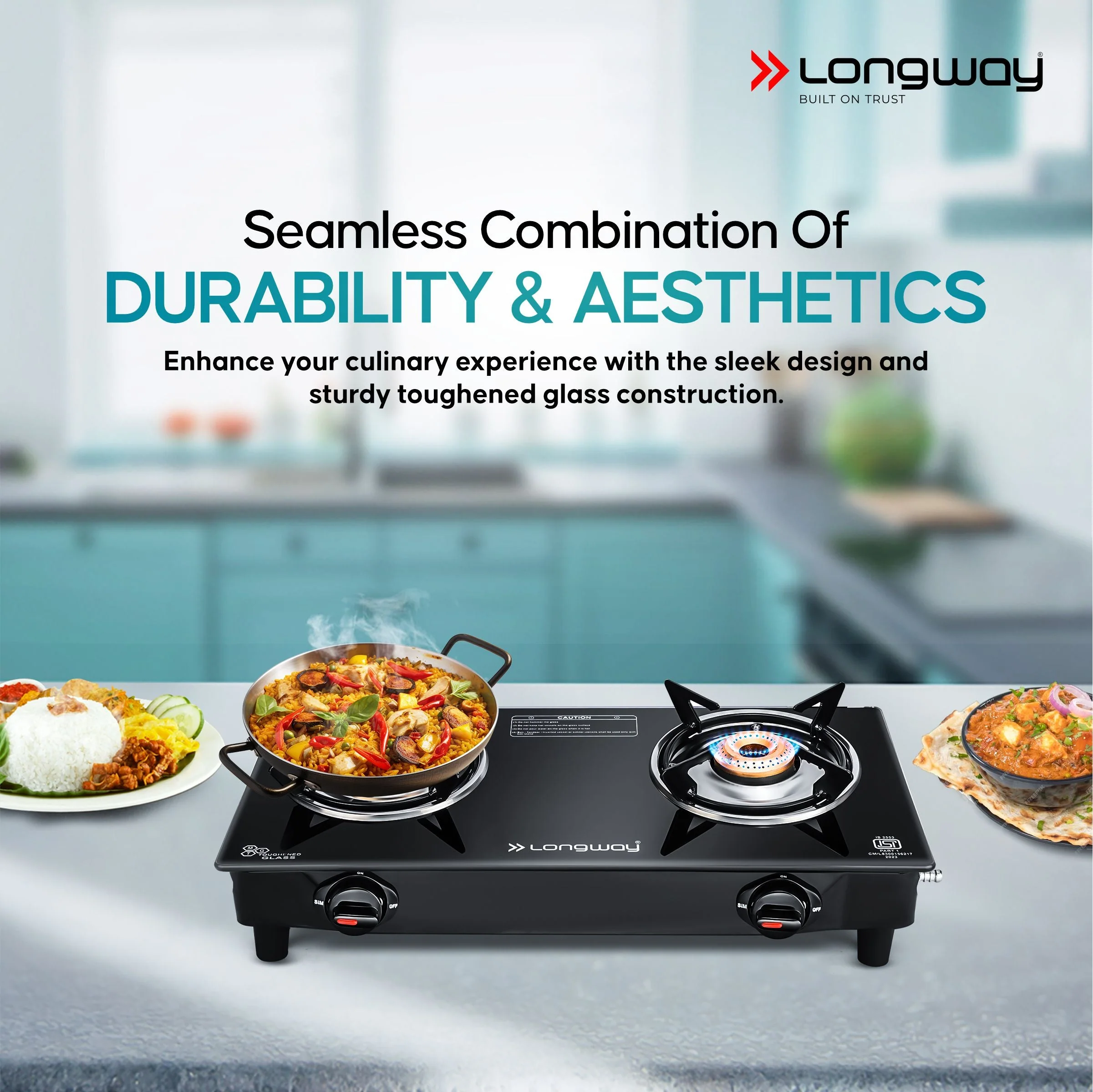 Longway Furn Glass Top, 2 Burner Manual Ignition Glass Gas Stove (Black, ISI Certified, 2 Year Warranty) - Image 7