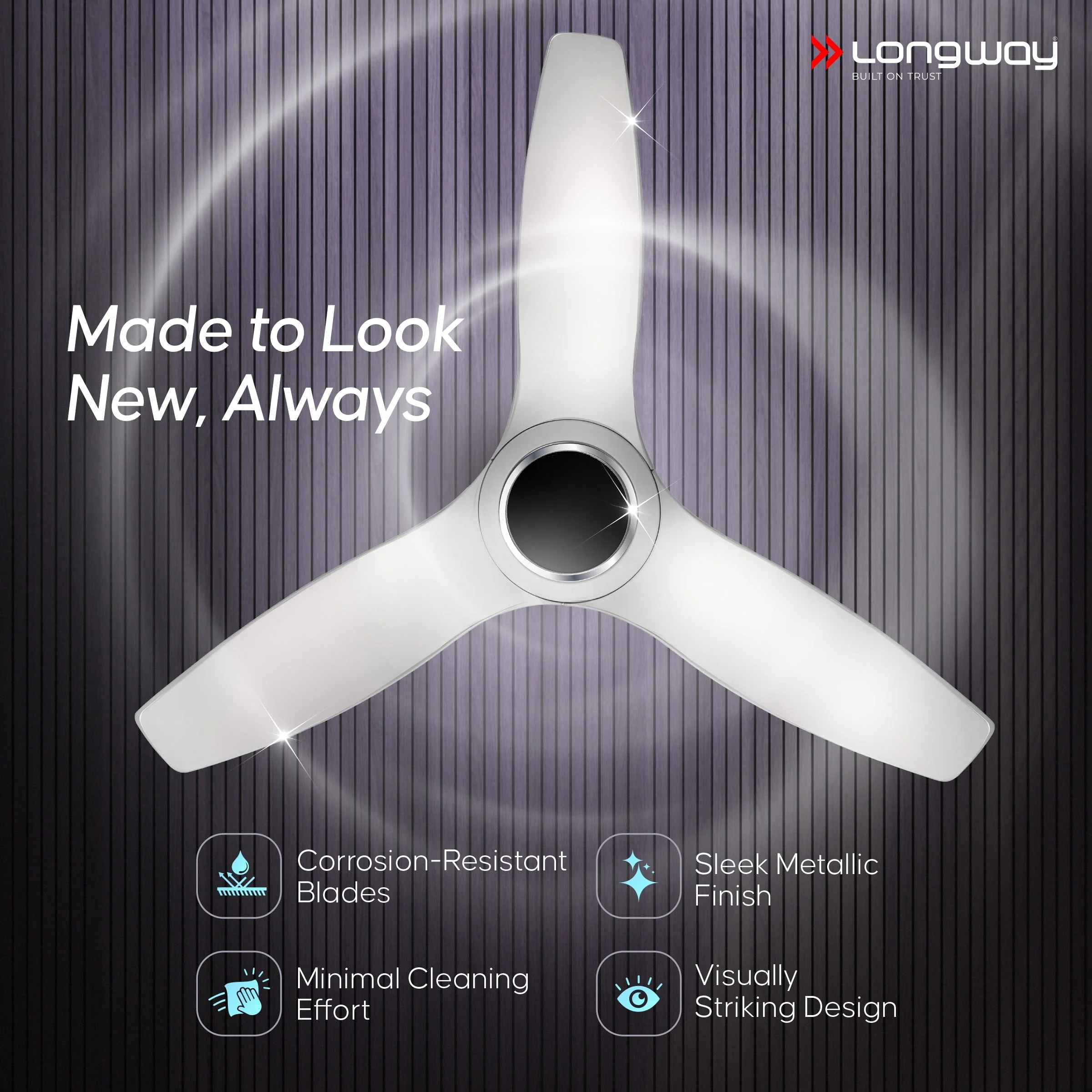 Longway Glideon 1200mm BLDC Ceiling Fan with Remote Control | Premium Look with Ultra Silent Performance | ABS Blade & Body | BEE 5 Star Rated | Anti-Dust Decorative Ceiling Fan | 5 Years Warranty (White, Pack of 1) - Image 7