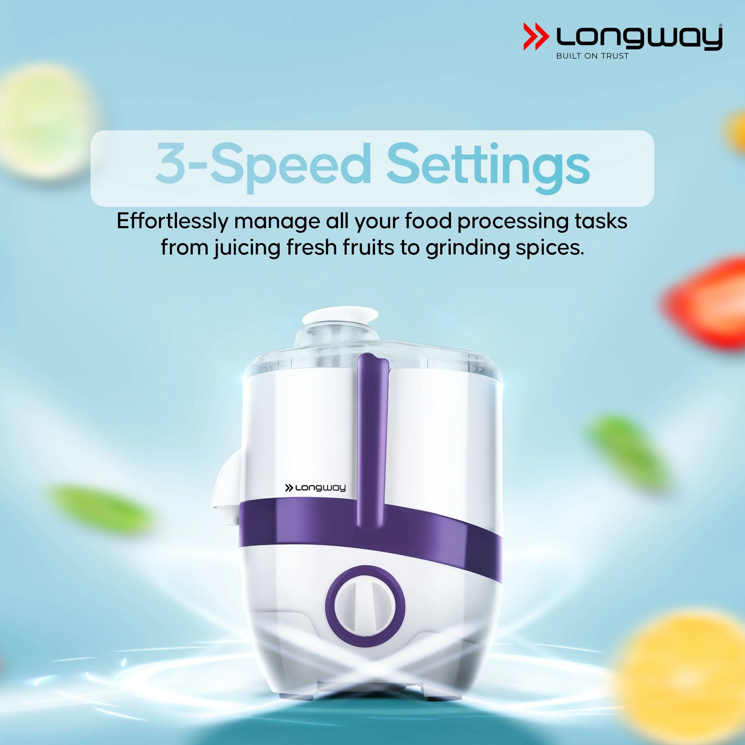 Longway Juicy 600 Watt Juicer Mixer Grinder with 2 Jars for Grinding, Mixing, Juicing with Powerful Motor | 2 Years Warranty (2 Jars, Purple) - Image 5