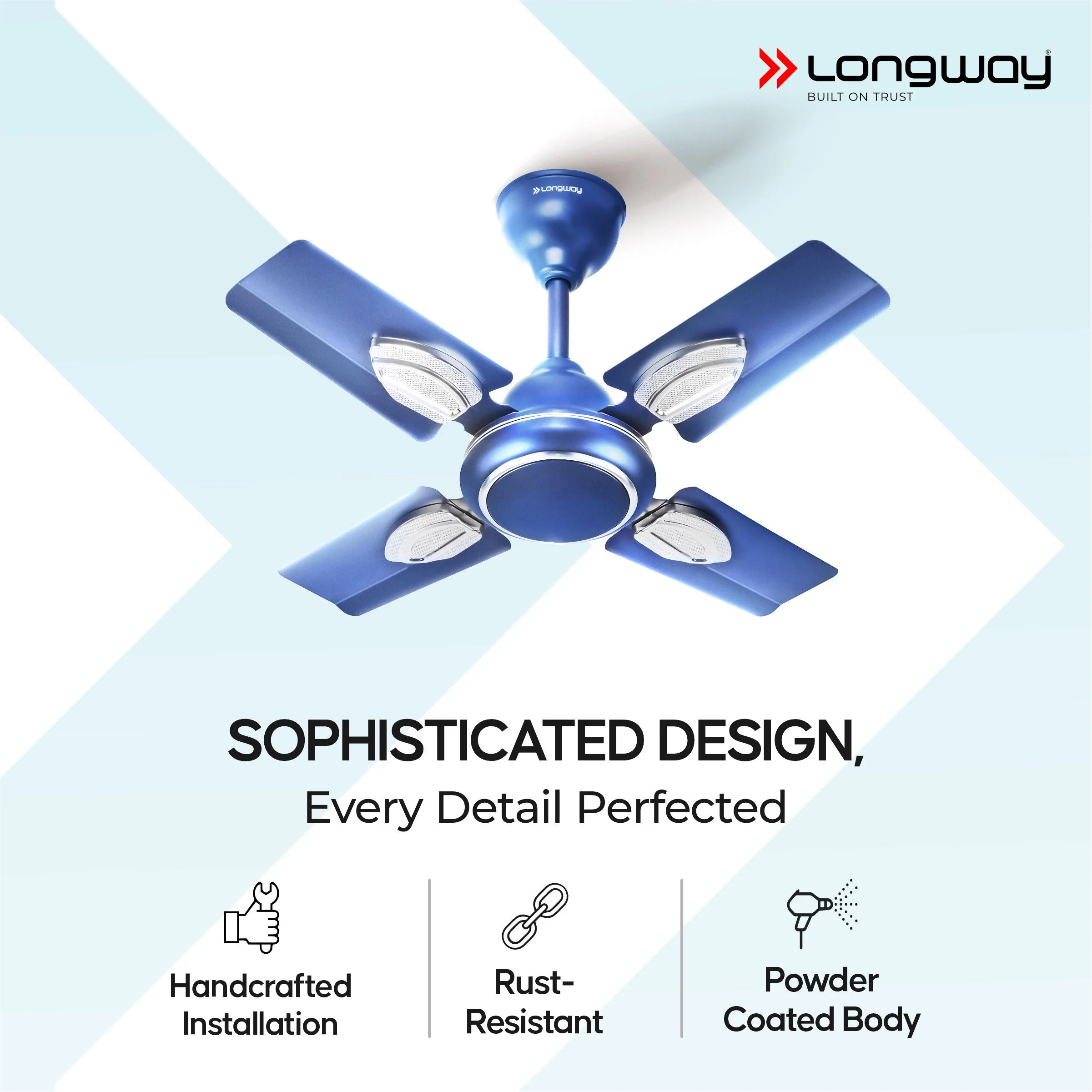Longway Kiger P1 600 mm/24 inch Ultra High Speed 4 Blade Anti-Dust Decorative Star Rated Ceiling Fan (Silver Blue, Pack of 1) - Image 7