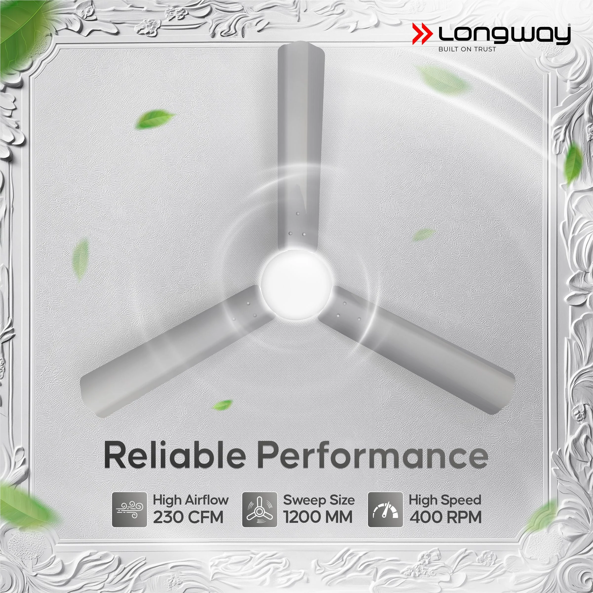 Longway Luminair 1200 mm BLDC Ceiling Fan with Remote Control | BEE 5 Star Rated Energy Efficient | Ultra High Speed 3 Blade Anti-Dust Decorative Ceiling Fan | 5 Years Warranty (Gray, Pack of 1) - Image 7