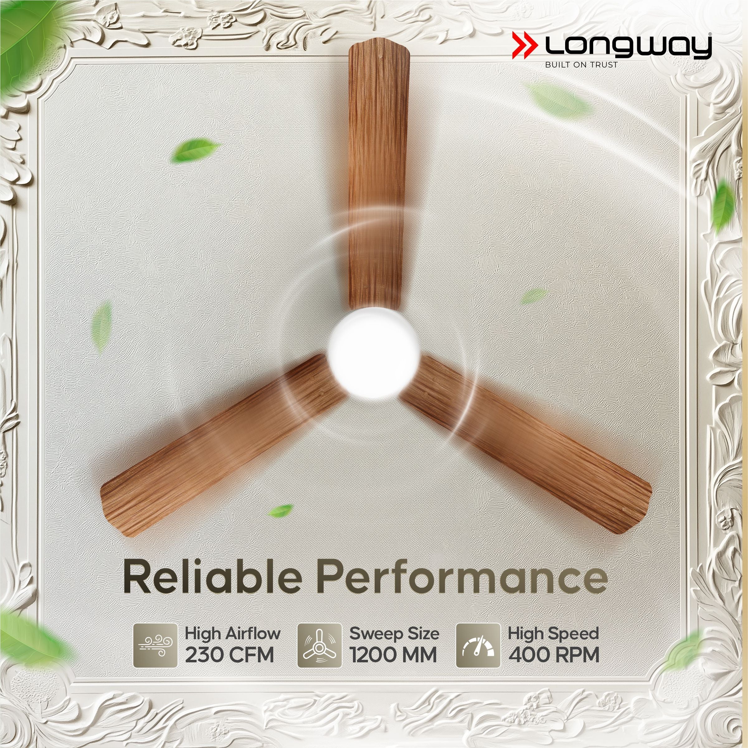 Longway Luminair Max 1200 mm BLDC Ceiling Fan with Remote Control & LED Light | BEE 5 Star Rated Energy Efficient | Ultra High Speed 3 Blade Anti-Dust Decorative Ceiling Fan | 5 Years Warranty (Smoked Cedar, Pack of 1) - Image 7