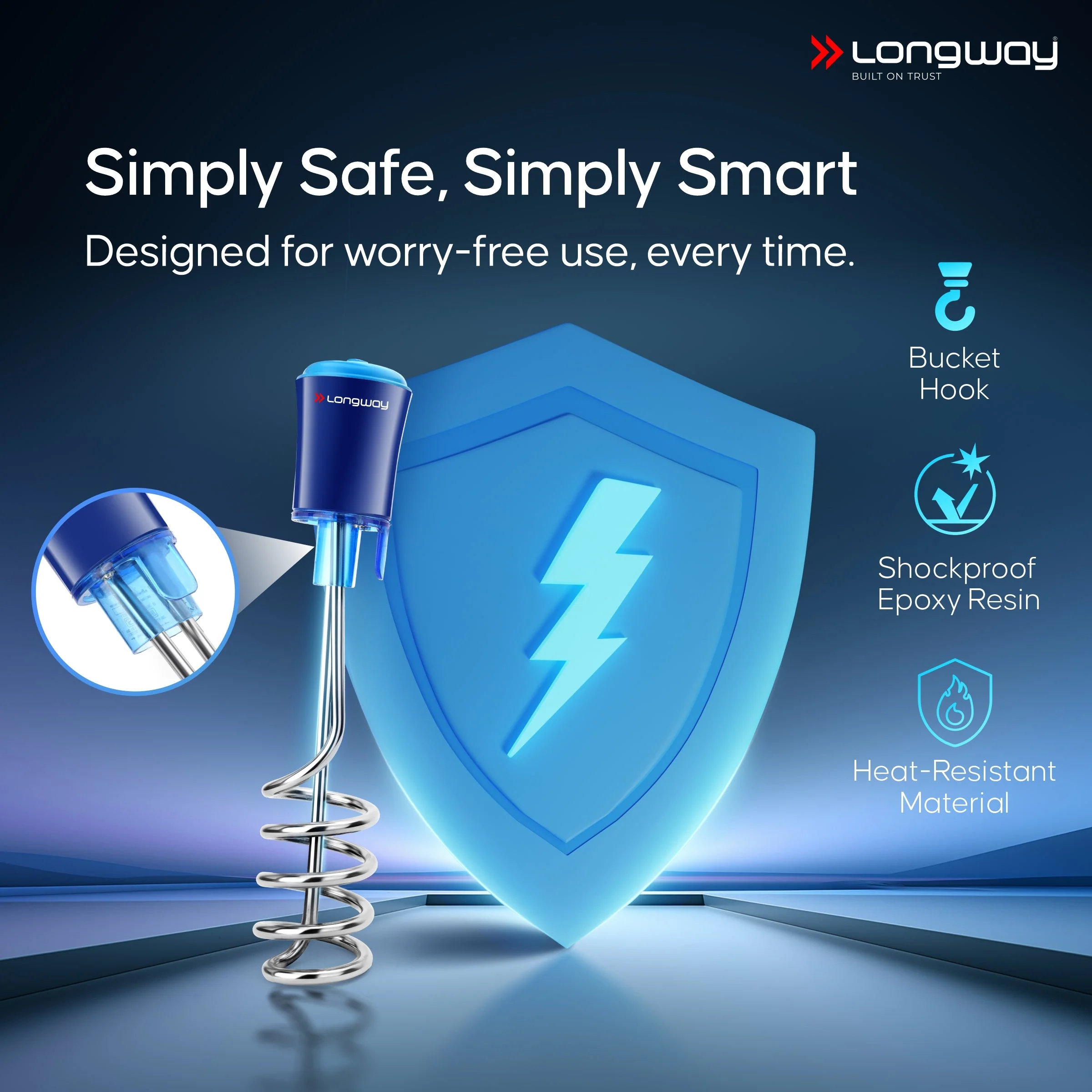 Longway LWIR01 1500/2000 Watt Immersion Rod, Water Heater with Waterproof & Shockproof Protection ISI Certified | 2 Years Warranty (White) - Image 12