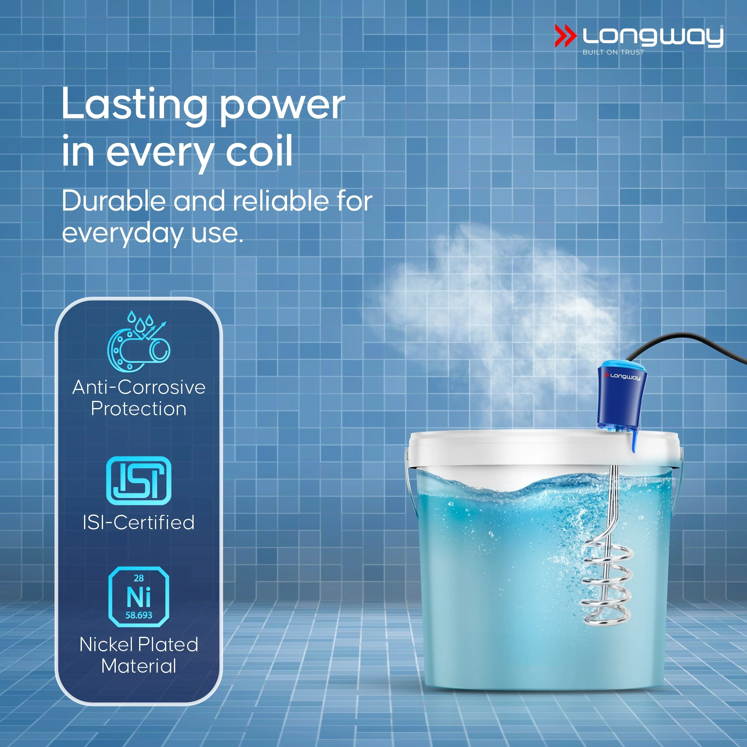 Longway LWIR01 1500/2000 Watt Immersion Rod, Water Heater with Waterproof & Shockproof Protection ISI Certified | 2 Years Warranty (White) - Image 13