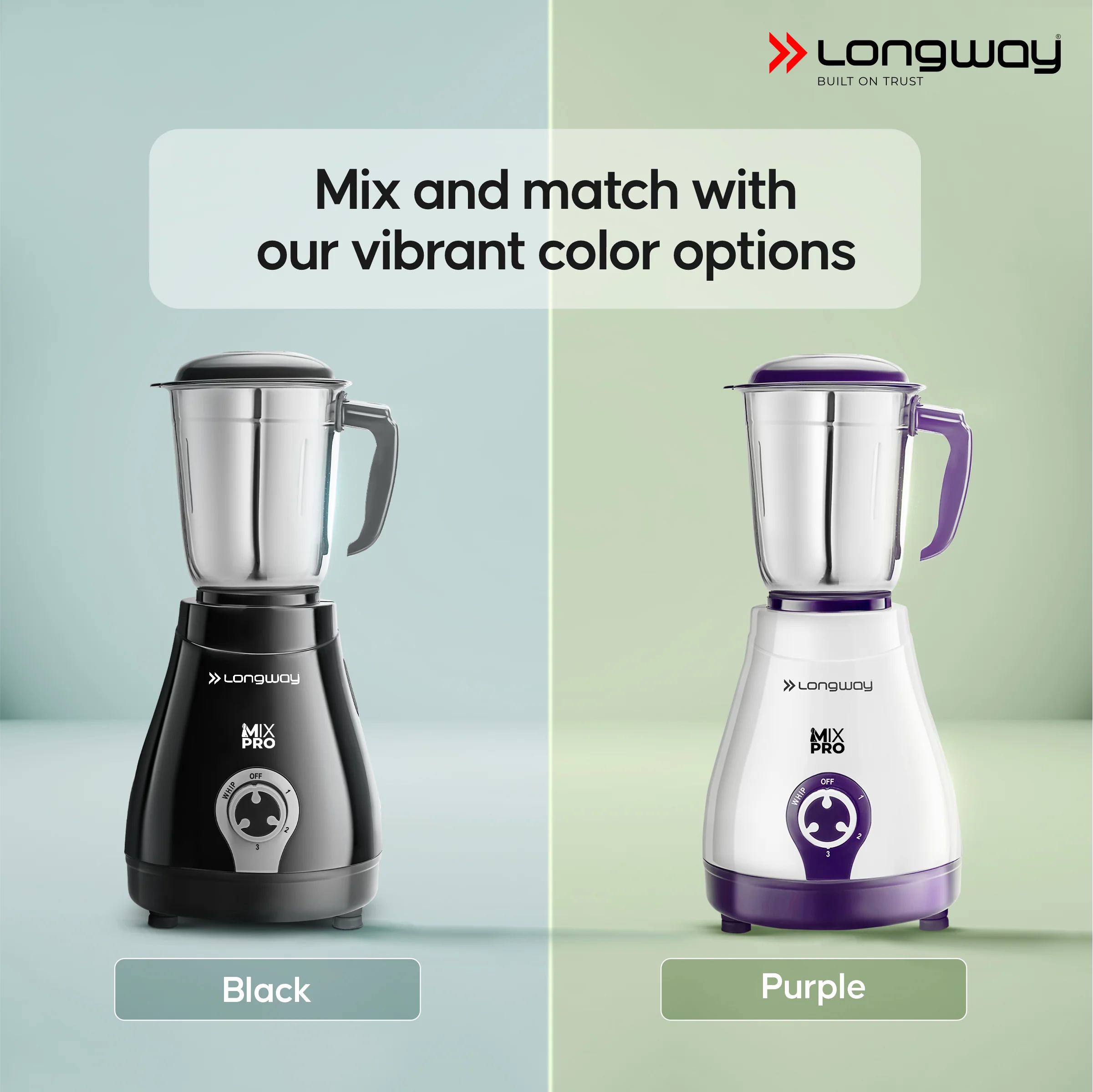 Longway Mix Pro 550 Watt Mixer Grinder with 4 Jars for Grinding, Mixing, Blending, Juicing with Powerful Motor | 2 Years Warranty | (Black, 4 Jars) - Image 8