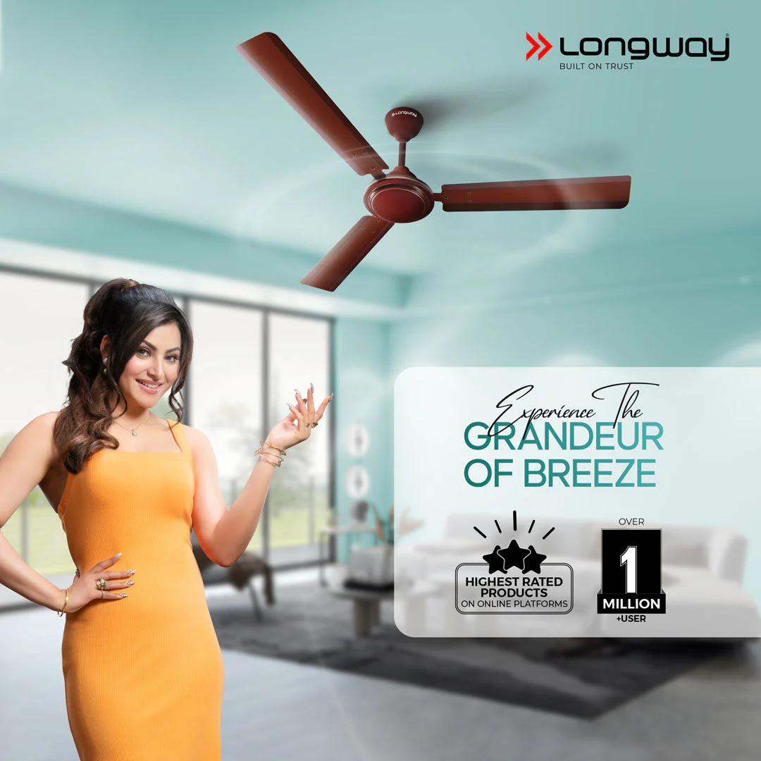 Longway Nexa P1 1200 mm/48 inch Ultra High Speed 3 Blade Anti-Dust Decorative Star Rated Ceiling Fan (Pack of 1) - Image 2