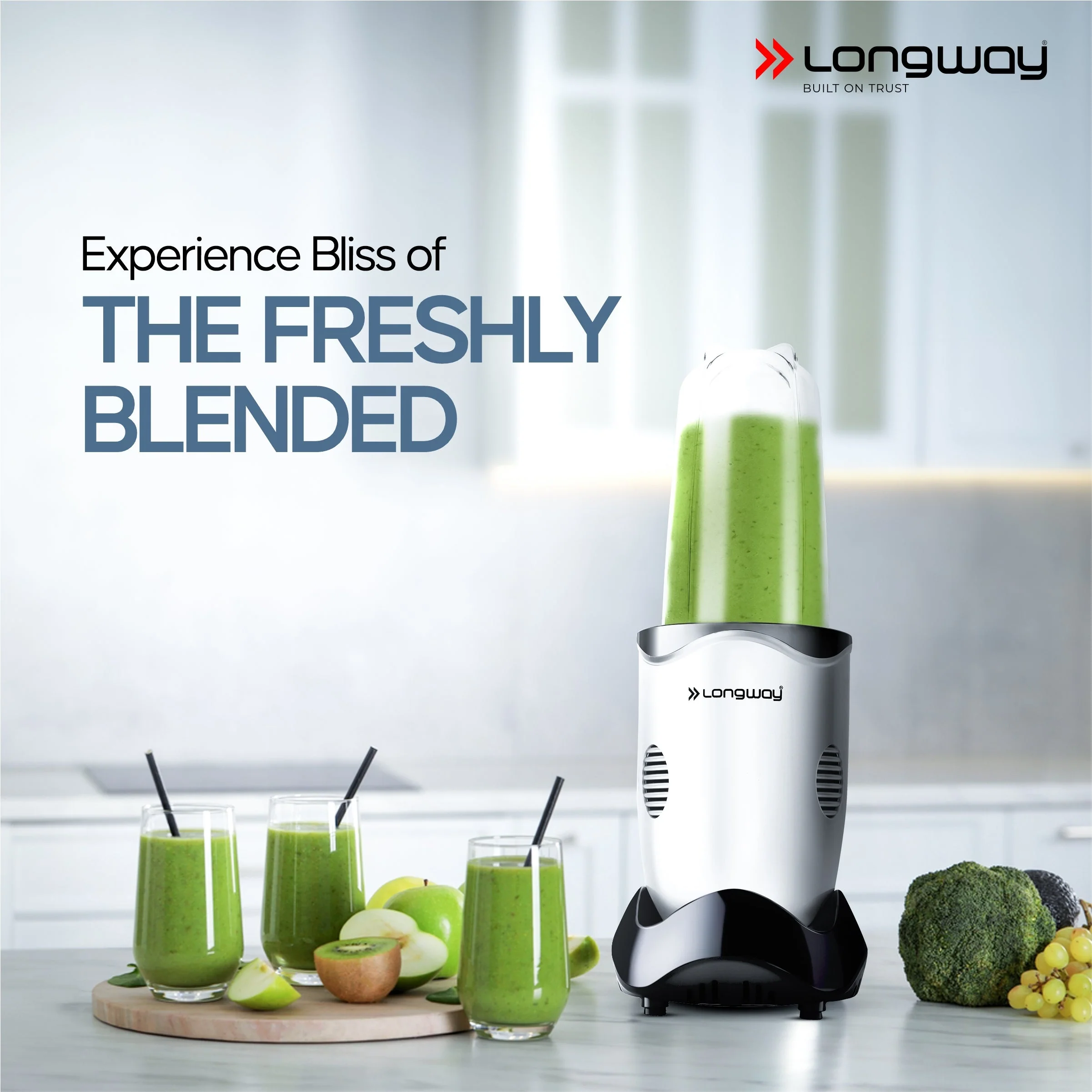 Longway Nutri Power 600 W Bullet Mixer Grinder & Smoothie Maker with Stainless Steel Blades & ABS Plastic Body | 22000 RPM | 3 Years Warranty (2 Jars, Silver) - Image 9
