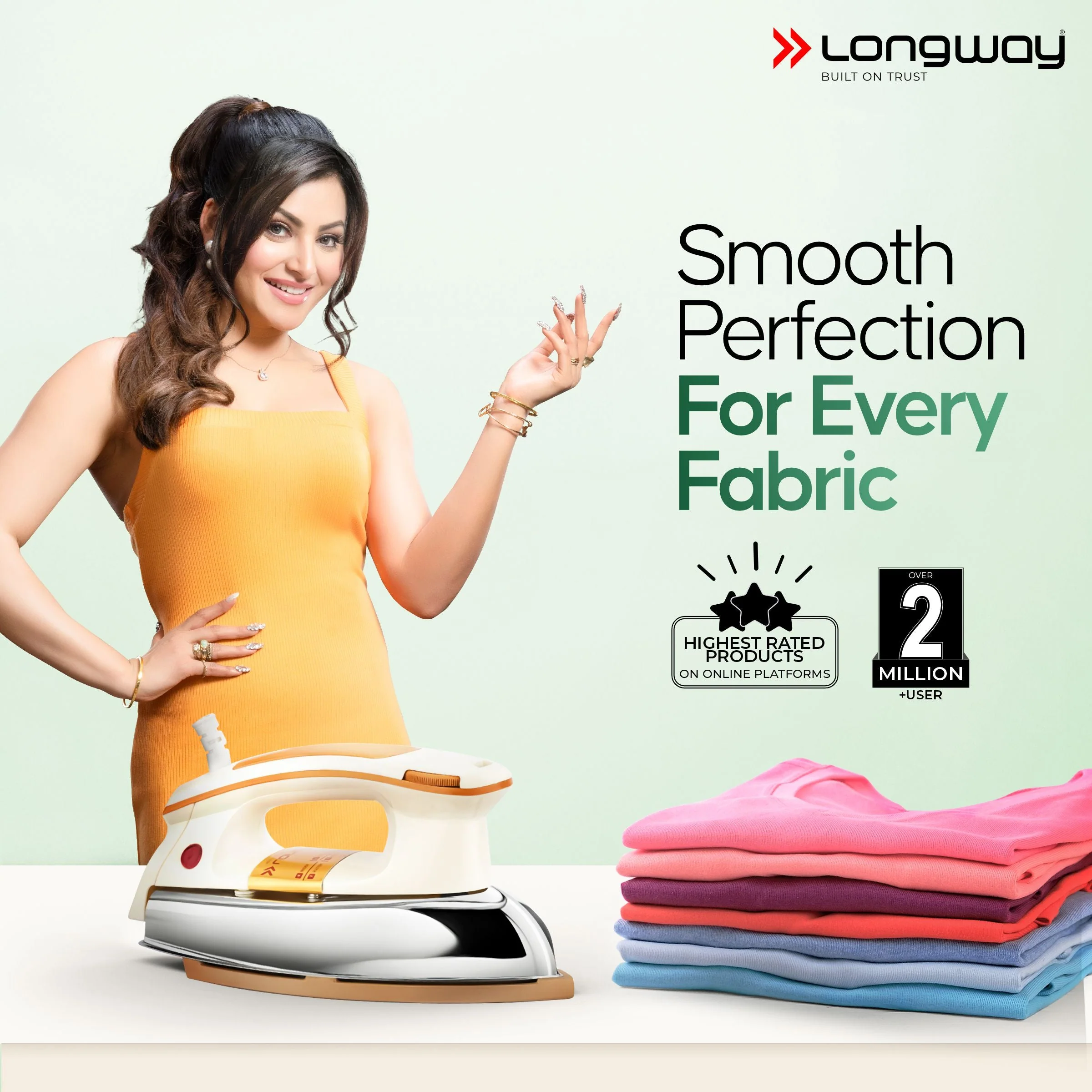 Longway Plancha Heavy Weight Non-Stick Teflon Coated Dry Iron, Electric Iron for Clothes | 2 Years Warranty| (1000 Watt, Ivory) - Image 2
