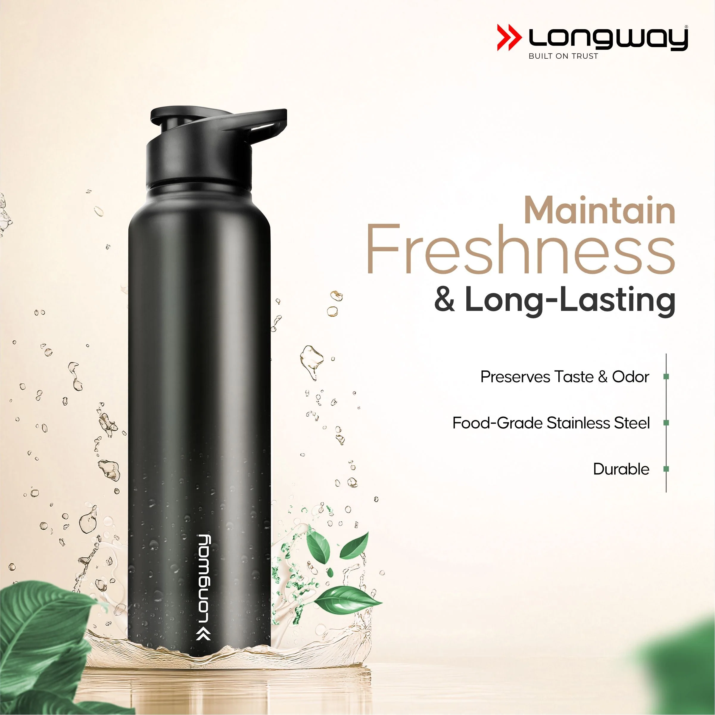 Longway Rush 1 Ltr Stainless Steel Water Bottle | Leak-Proof & Rust-Free Design | Perfect for School, Office, Home, Gym, Travel & Ideal for Men, Women & Kids (1000 ml) - Image 11