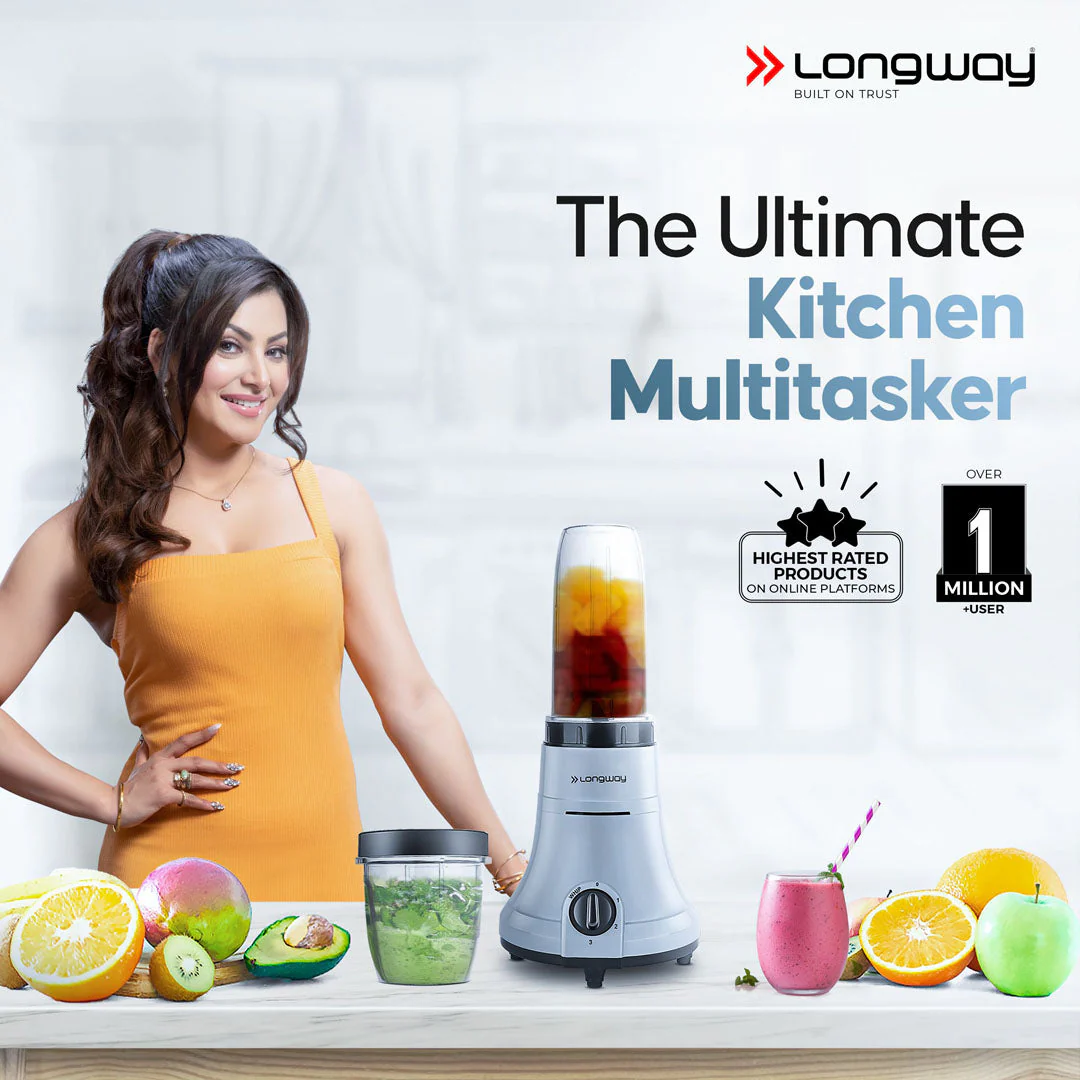 Longway Sage 500 Watt Juicer Mixer Grinder with 2 Jars for Grinding, Mixing, Juicing with Powerful Motor | 2 Years Warranty | (Gray & Black, 2 Jars) - Image 2