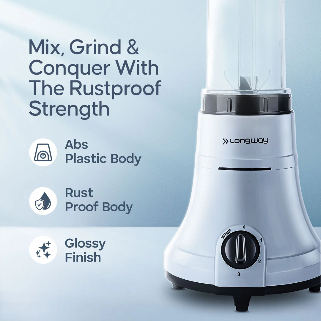 Longway Sage 500 Watt Juicer Mixer Grinder with 2 Jars for Grinding, Mixing, Juicing with Powerful Motor | 2 Years Warranty | (Gray & Black, 2 Jars) - Image 3