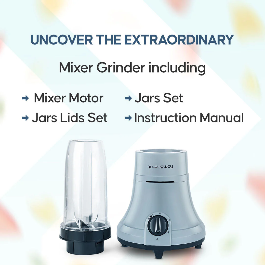 Longway Sage 500 Watt Juicer Mixer Grinder with 2 Jars for Grinding, Mixing, Juicing with Powerful Motor | 2 Years Warranty | (Gray & Black, 2 Jars) - Image 7
