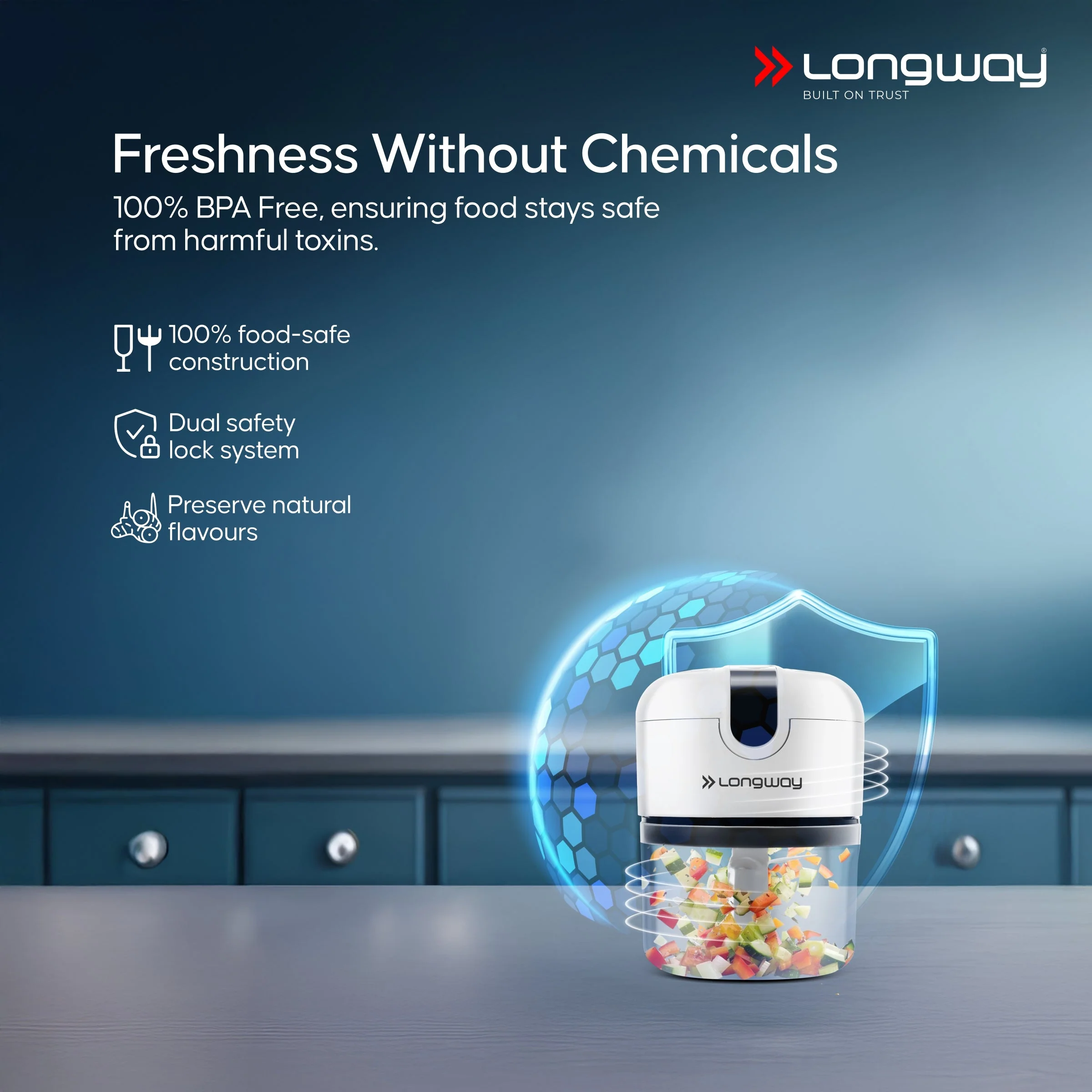 Longway Slicer Rechargeable Mini Electric Chopper | 250ml Food Grade Bowl | Stainless Steel Blades | One Touch Operation | Chopping & Mincing Garlic, Onion, Ginger, Vegetable, Meat, Nuts| Portable & Compact | 1 Year Warranty (White) - Image 7