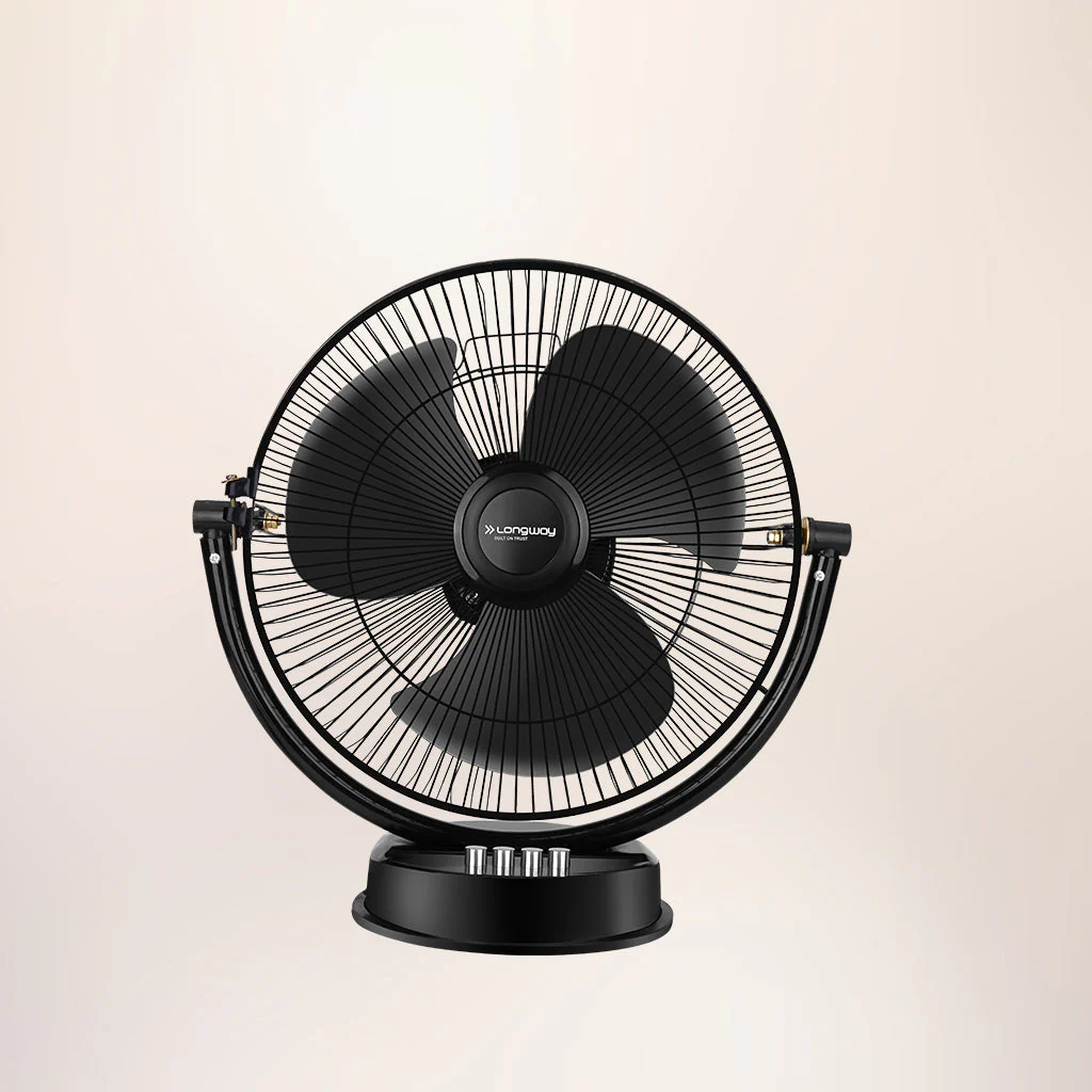 Longway Speedy P1 300 mm/12 Inch Ultra High Speed 3 Blade Anti-Dust Decorative Star Rated Table Fan (Black, Pack of 1) - Image 2