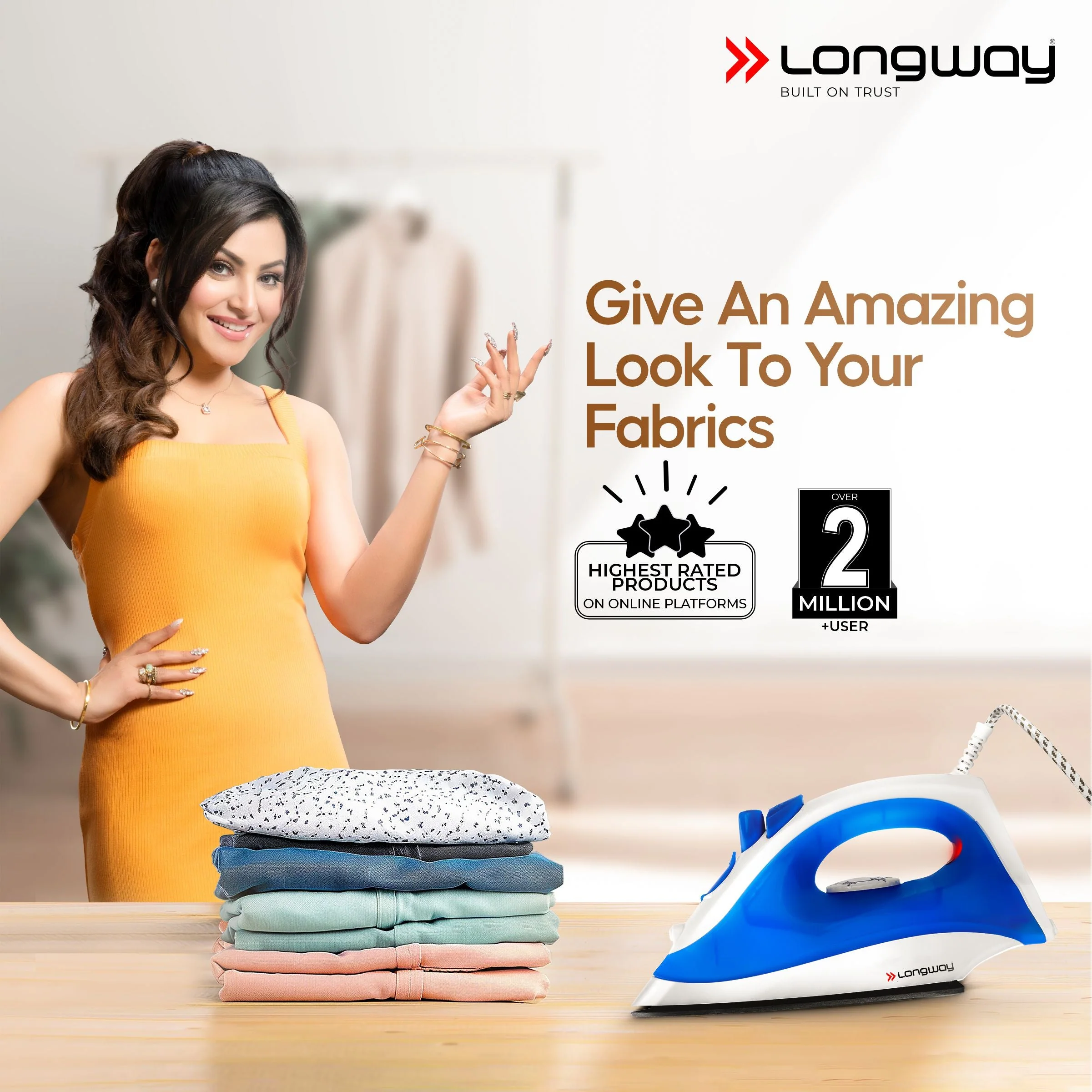 Longway Steamy Light Weight Non Stick Steam Iron, Powerful Steam Output Up to 18 G/Min (1400 Watt, Blue) - Image 2