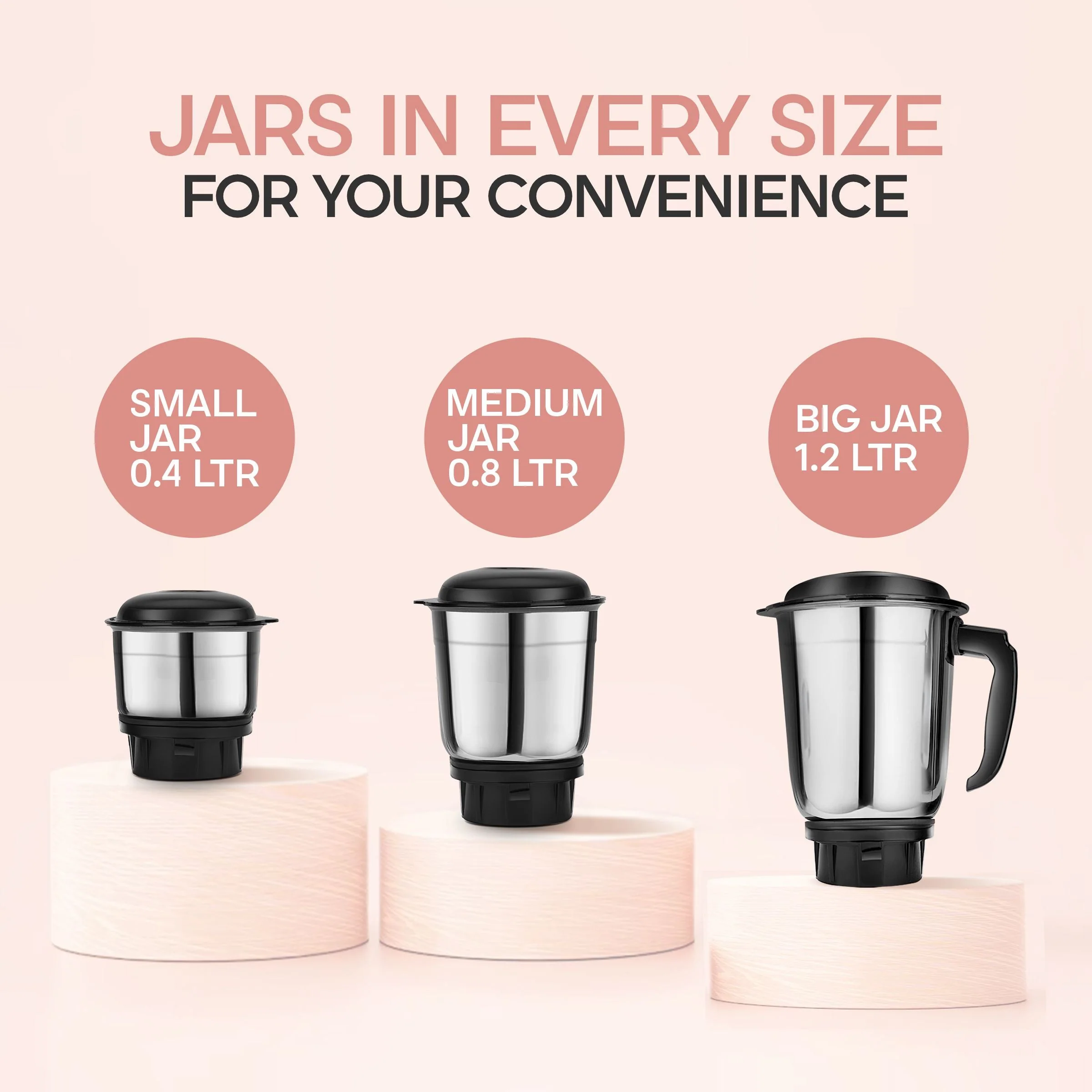 Longway Super Dlx Mixer Grinder | Up to 700 Watt Powerful Motor | 3 Jars for Grinding, Mixing, Juicing | 2 Years Warranty (Black & Gray, 3 Jars) - Image 9