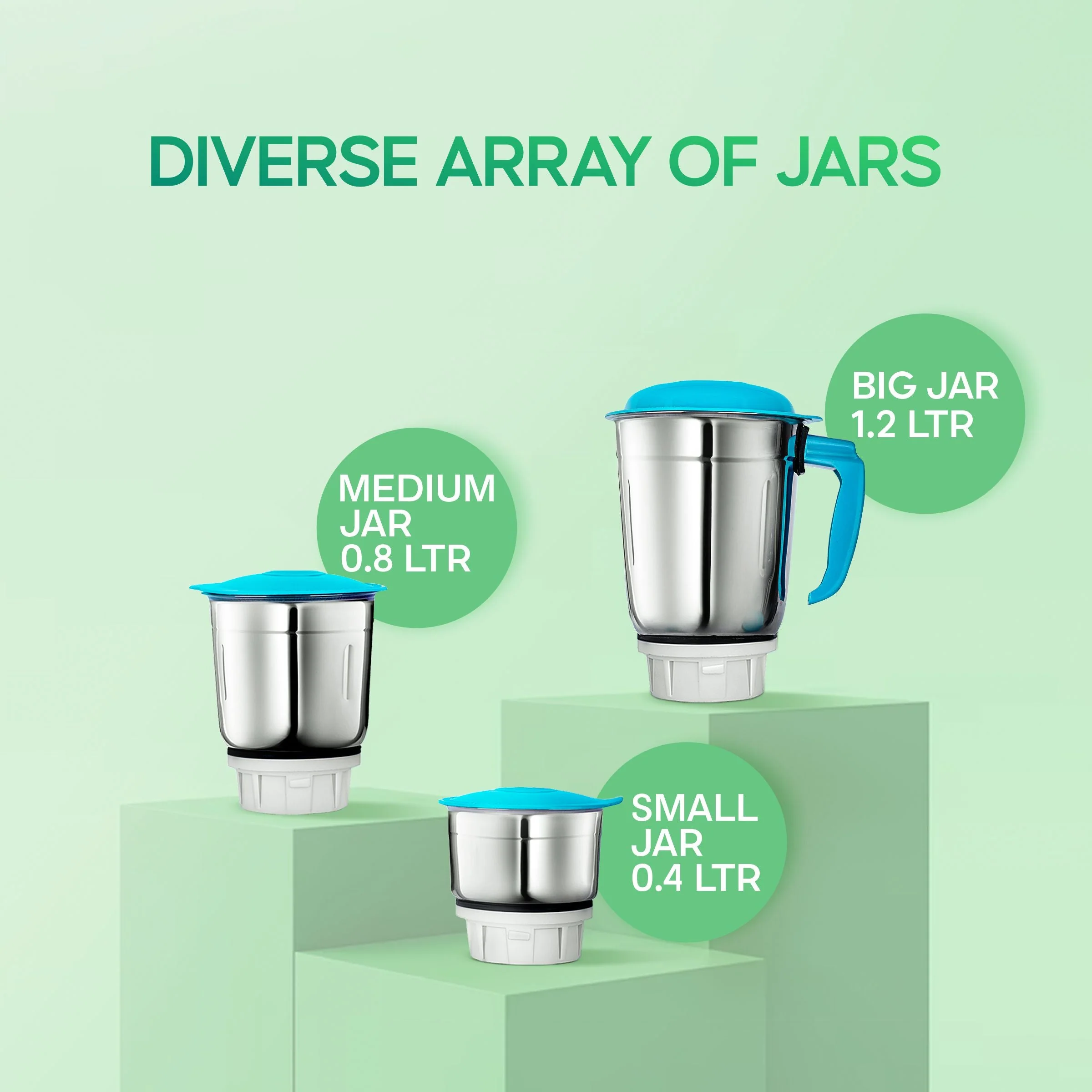 Longway Super Dlx Mixer Grinder with Kwid 1100W Dry Iron | Up to 700 Watt Powerful Motor | 3 Jars for Grinding, Mixing, Juicing | 2 Years Warranty (Blue & White, Combo Offer) - Image 5