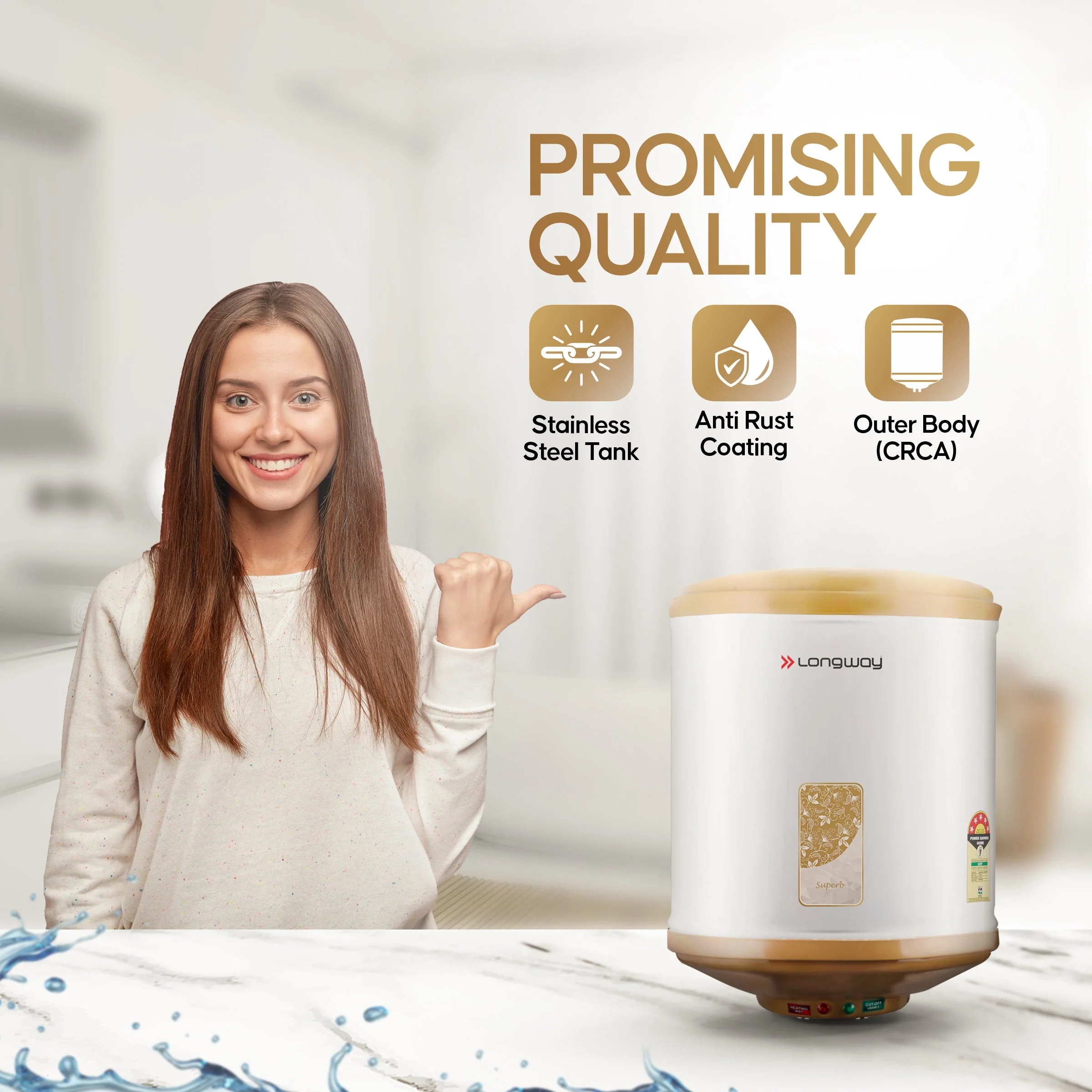 Longway Superb 6 Ltr 5 Star Rated Automatic Instant Water for Home, Water Geyser, Water Heater, Electric Geyser with Multiple Safety System & Anti-Rust Coating | 5-Years Warranty on Tank | (Ivory, 6 Ltr) SKU : LW-Superb-Ivory-6L-P1 - Image 5