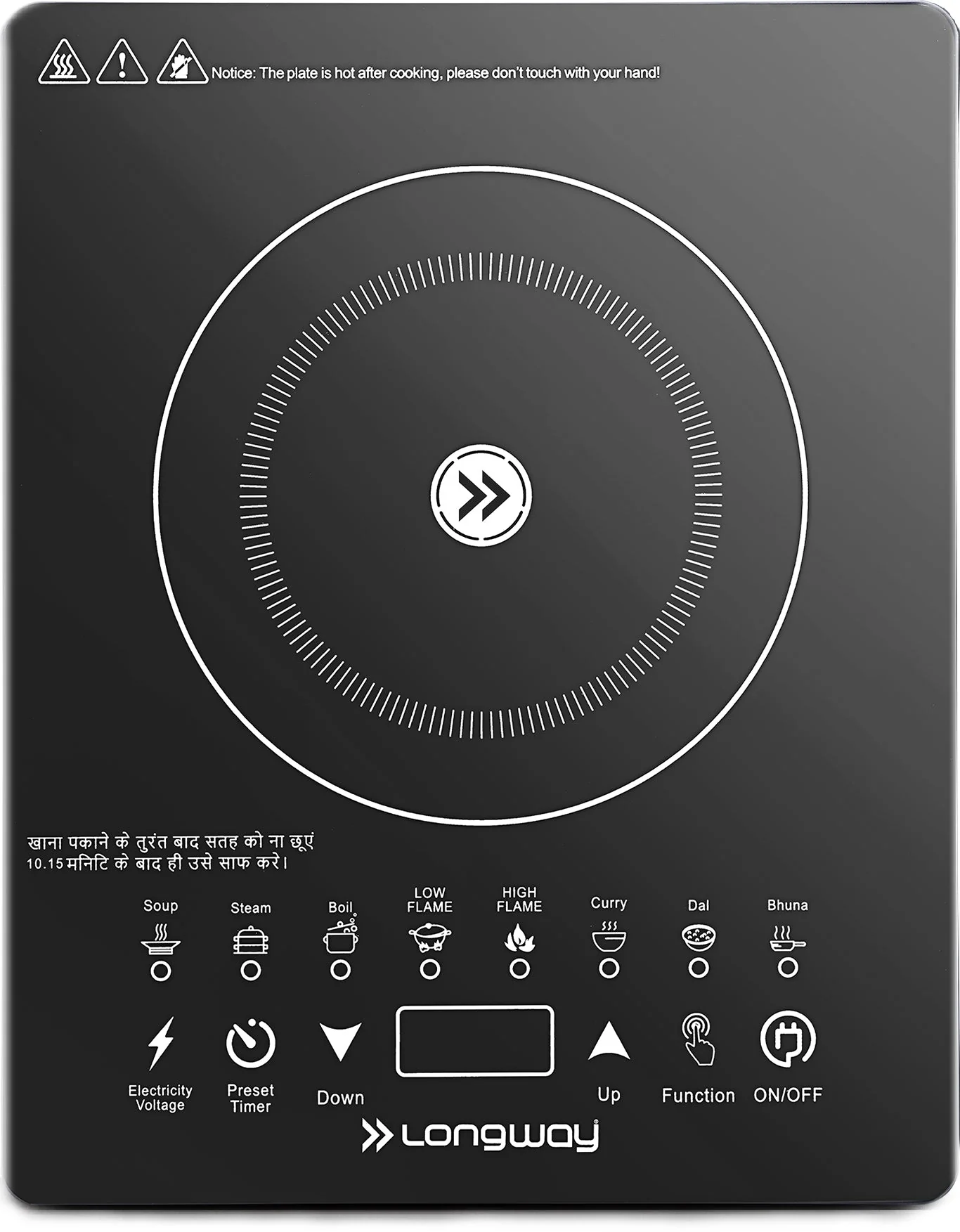 Longway Touchcook IC 2000 Watt Induction Cooktop with Auto Shut-Off & Over-Heat Protection | 2-Years Warranty | (Black, Touch Button)