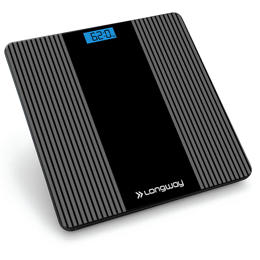 Longway Weight Machine for Home | Digital Bathroom Scale for Human Body Weight Measurement | Extra Thick Tempered Glass with LCD Display (36 Months Warranty| Black | Max Weight 180Kgs | Strive) - Image 2