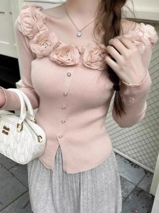 Loraine 3D Rose Knit Top - Image 2