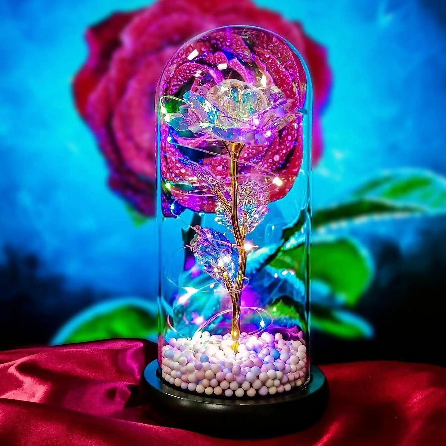 LoveBloom: Forever Glass Rose with Built-in Fairy Lights - Crystal Diamond Cut Rose for Romantic Gifting for Girlfriend & Home Décor - Image 11