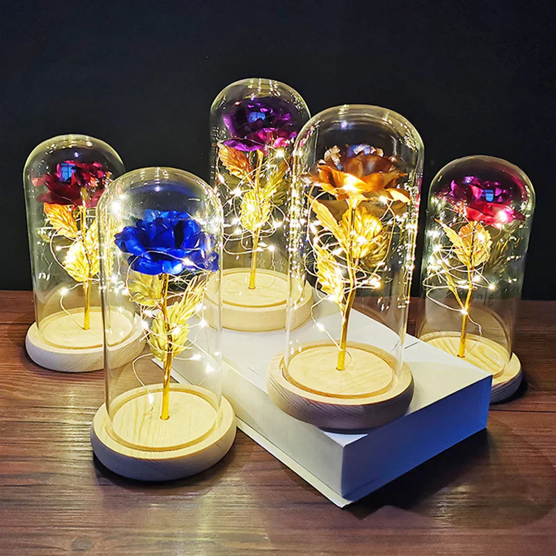 LoveBloom: Forever Glass Rose with Built-in Fairy Lights - Crystal Diamond Cut Rose for Romantic Gifting for Girlfriend & Home Décor - Image 2
