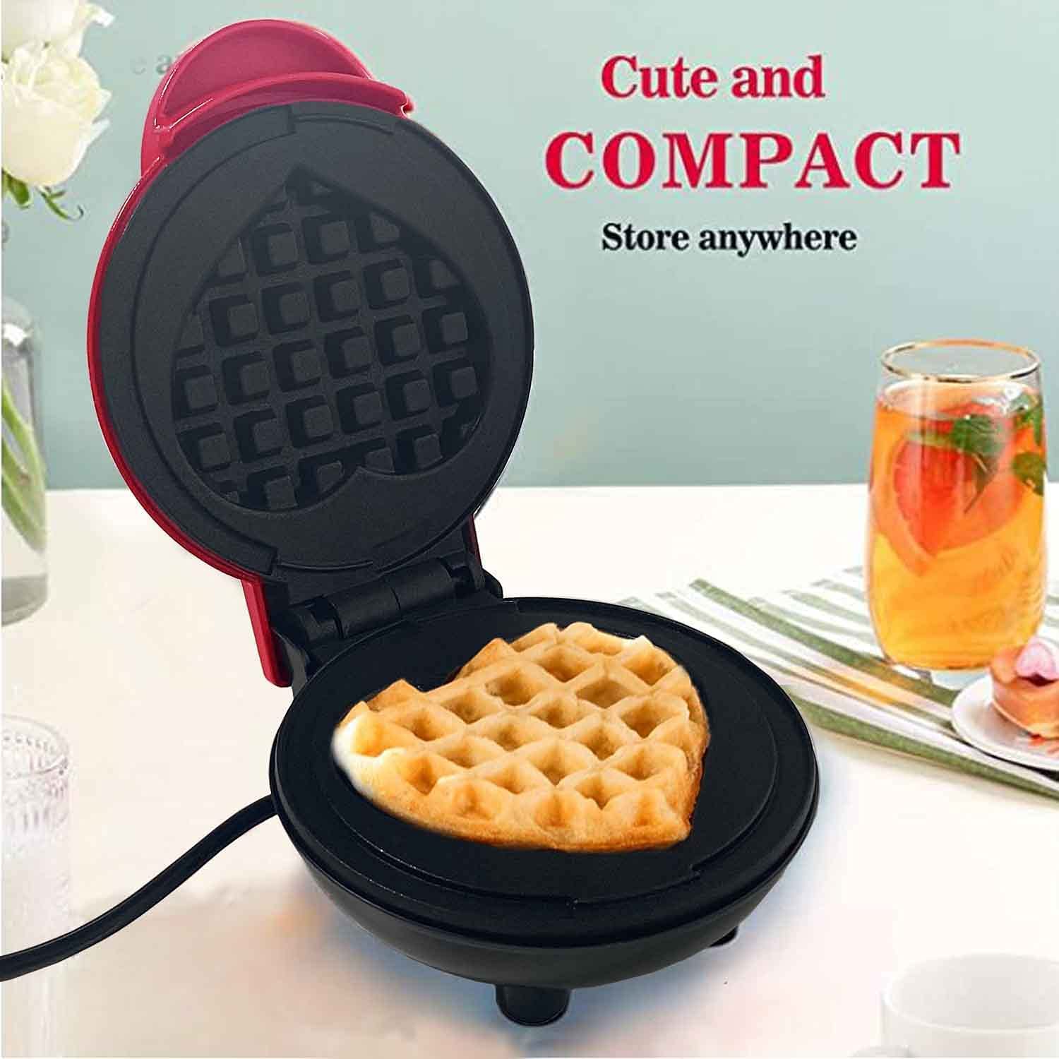 LoveWaffle: Mini Heart-Shaped Waffle Maker with Non-Stick Plates & 350W Stainless Steel Electric Design for Perfect Belgian Waffles - Image 7
