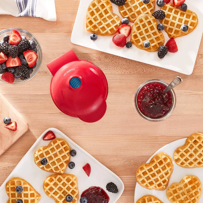 LoveWaffle: Mini Heart-Shaped Waffle Maker with Non-Stick Plates & 350W Stainless Steel Electric Design for Perfect Belgian Waffles - Image 8