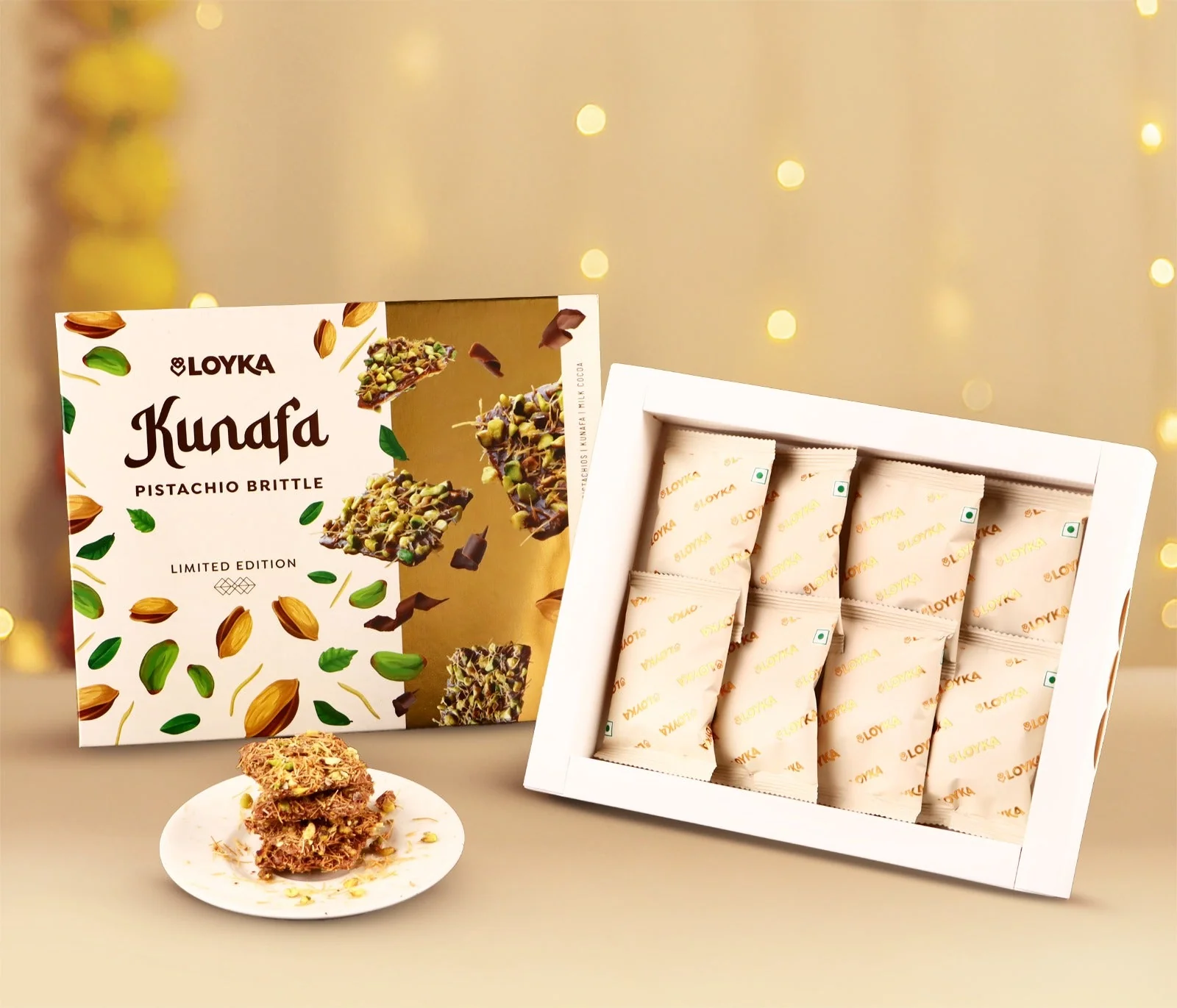 Loyka Kunafa Pistachio Brittle (7 pcs) & Almond Brittle Gold (1 pc) - Image 8