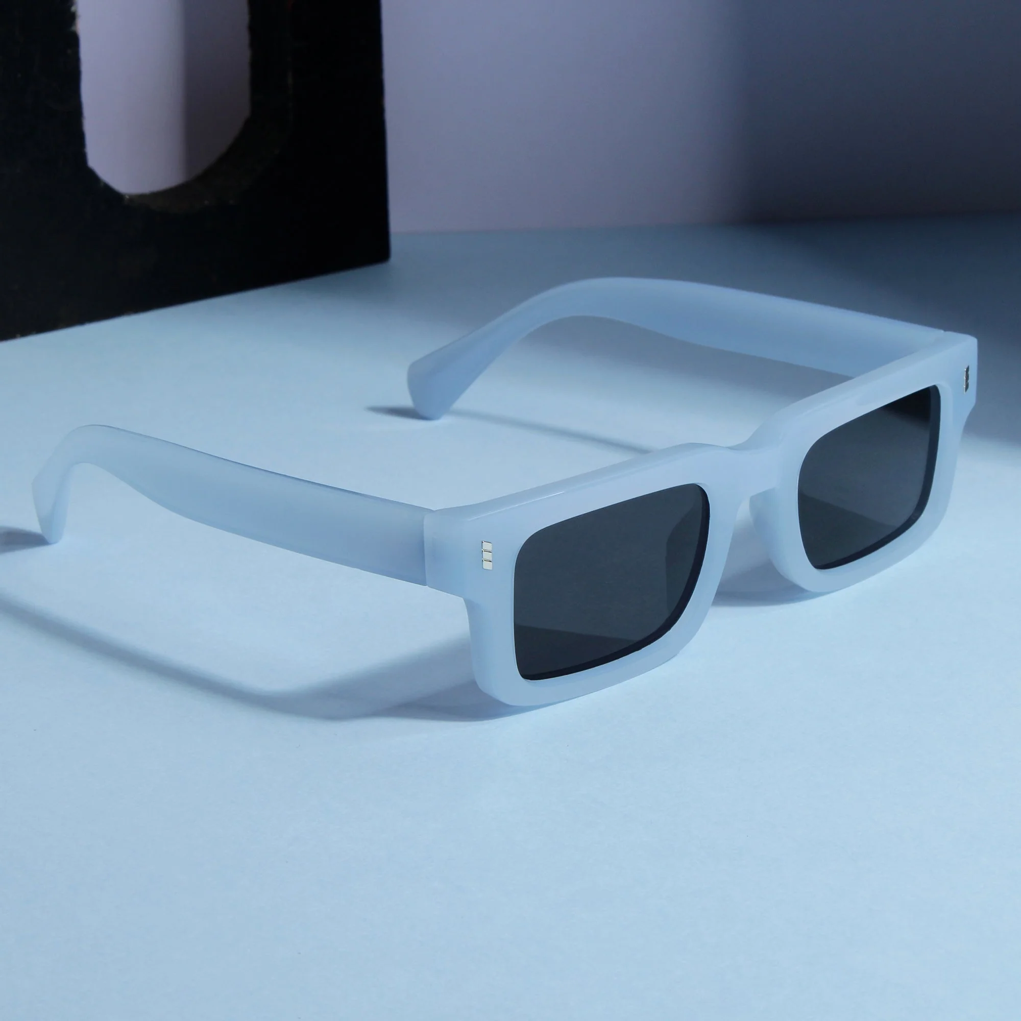 Lucifer Blue Black Rectangle Sunglasses