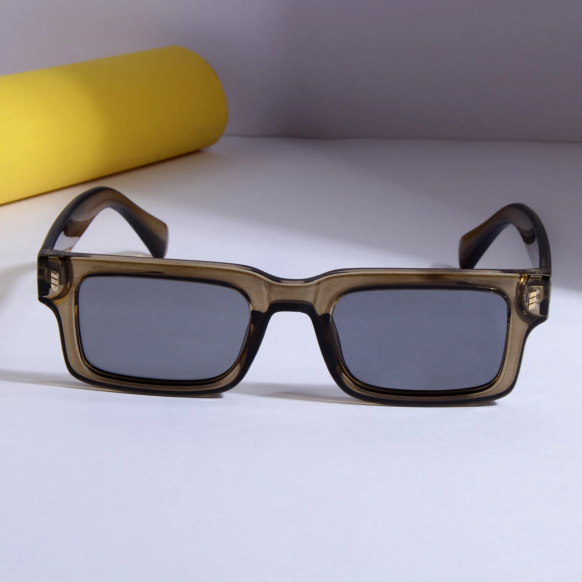 Lucifer Brown Grey Rectangle Sunglasses - Image 3