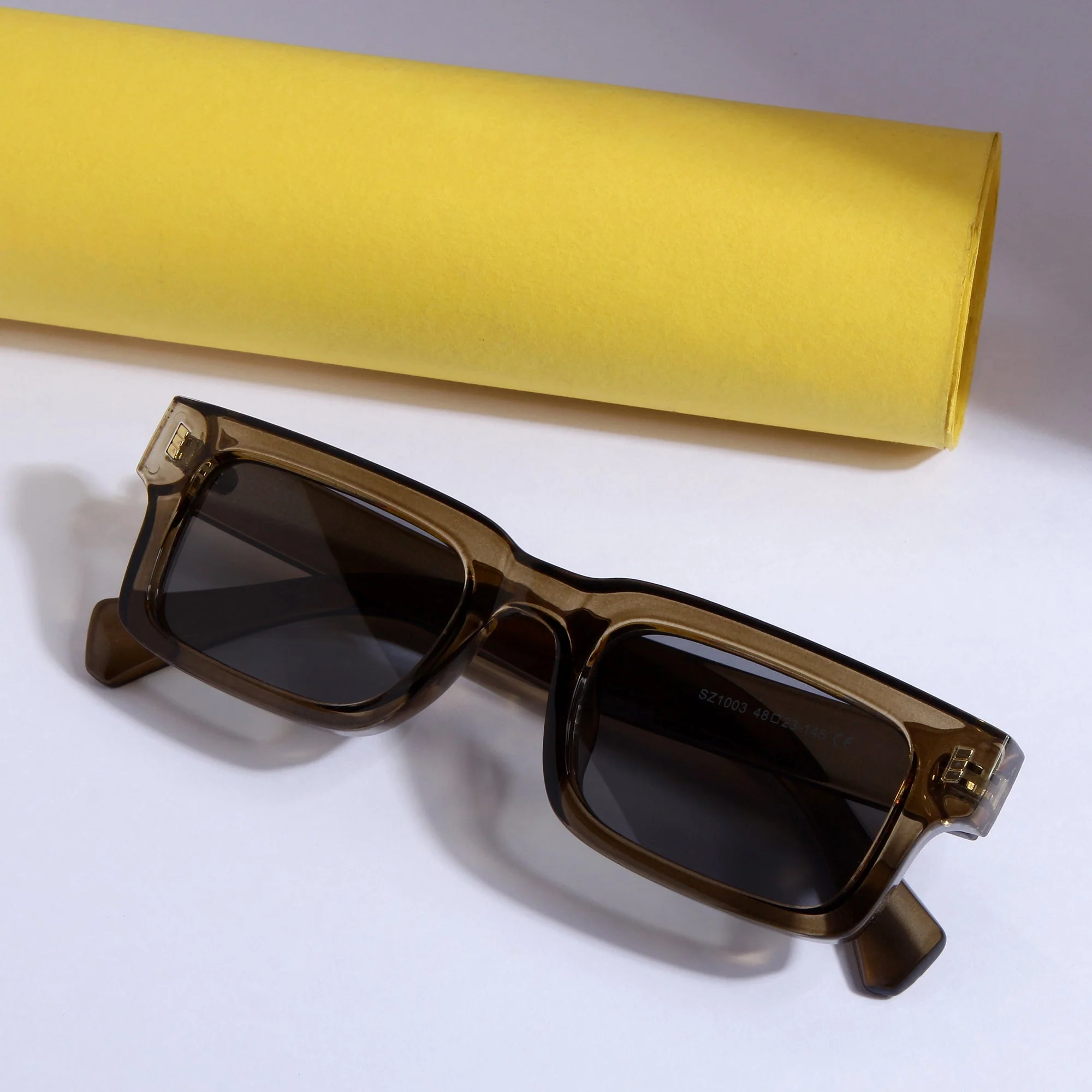 Lucifer Brown Grey Rectangle Sunglasses - Image 4
