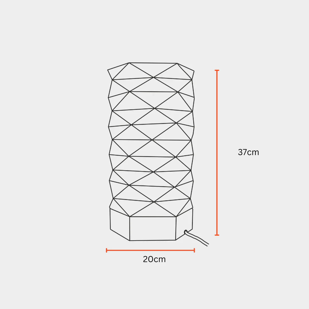 Lumi Hexa Table Lamp - Origami Inspired Design, 100% European Linen, Mango Wood Base - Image 6