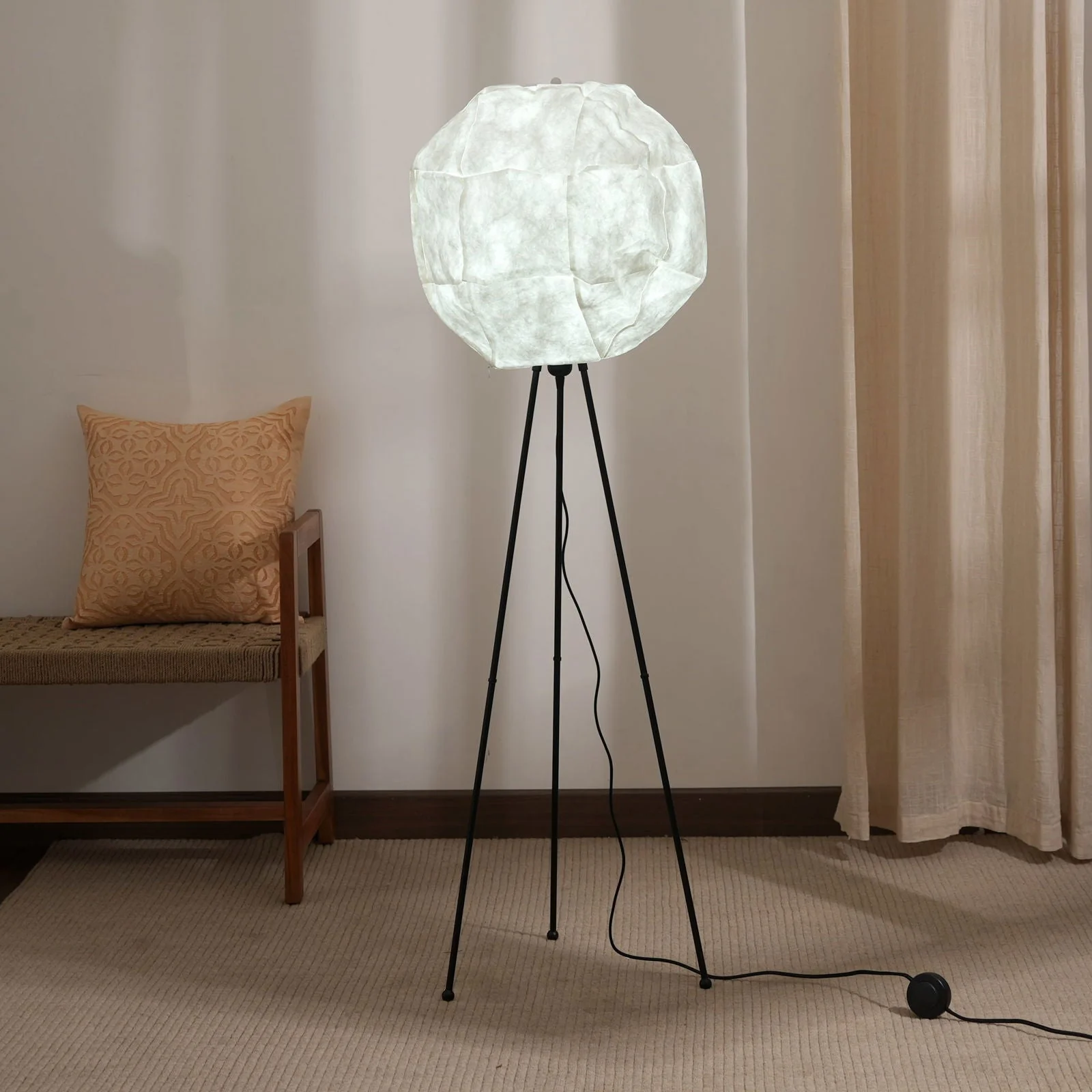 Luna Floor Lamp - Tripod Floor Lamp, Innovative Handcrafted Design, Recycled Polyethylene And Metal Made Standing Light - Image 6