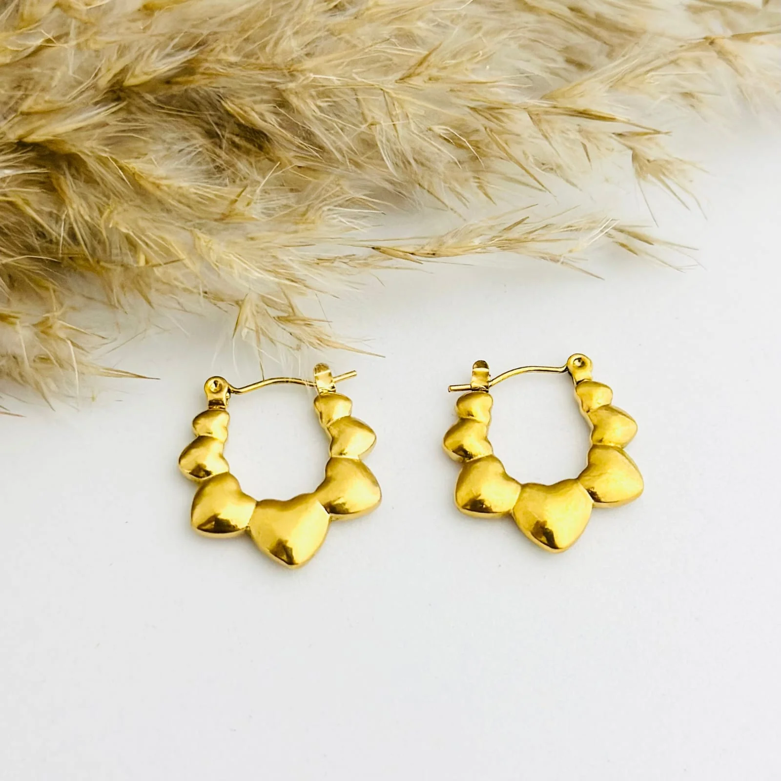 Lunar Hoop Golden Anti Tarnish Earrings - Image 2