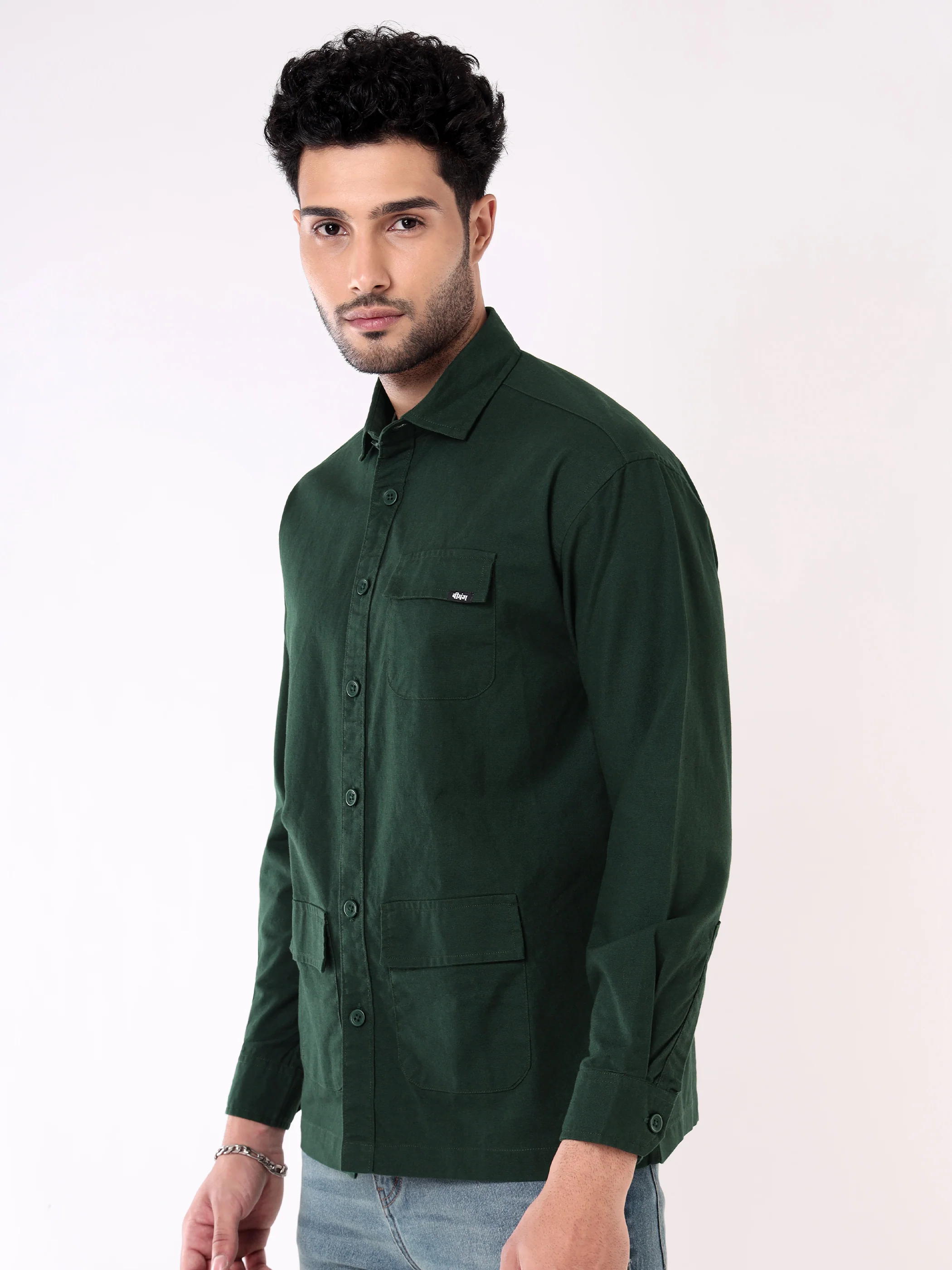 Lush Green Oversized Shacket for Men - Image 2