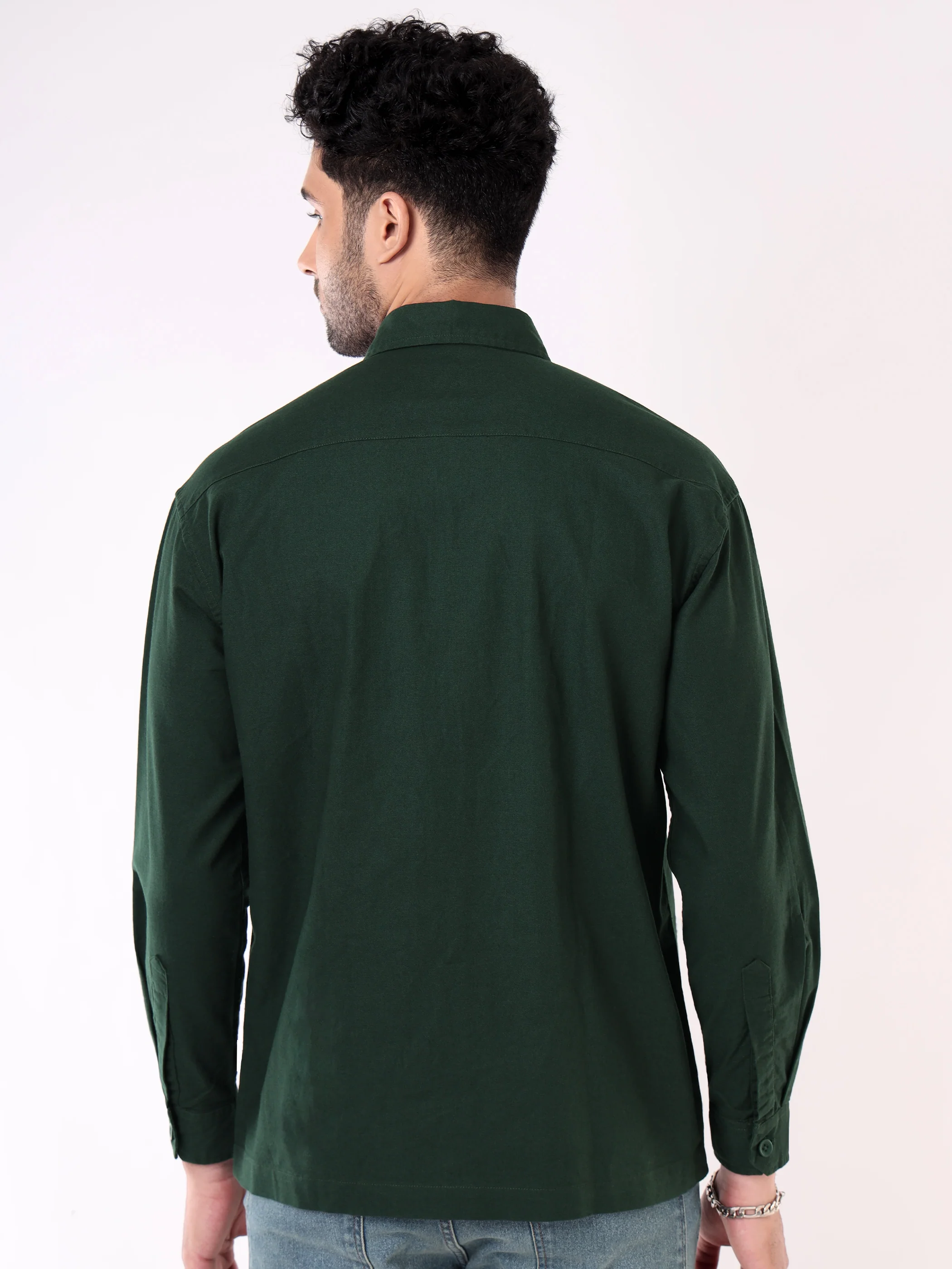 Lush Green Oversized Shacket for Men - Image 3