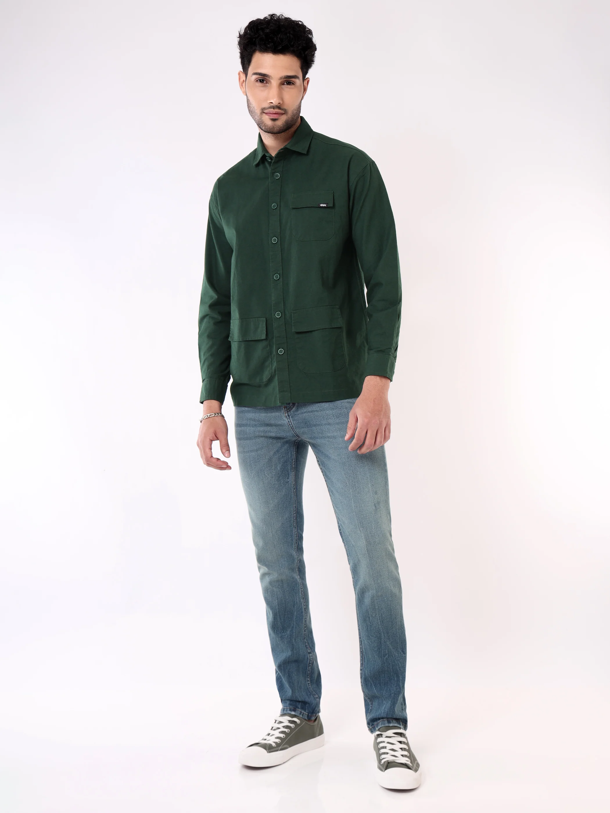 Lush Green Oversized Shacket for Men - Image 4