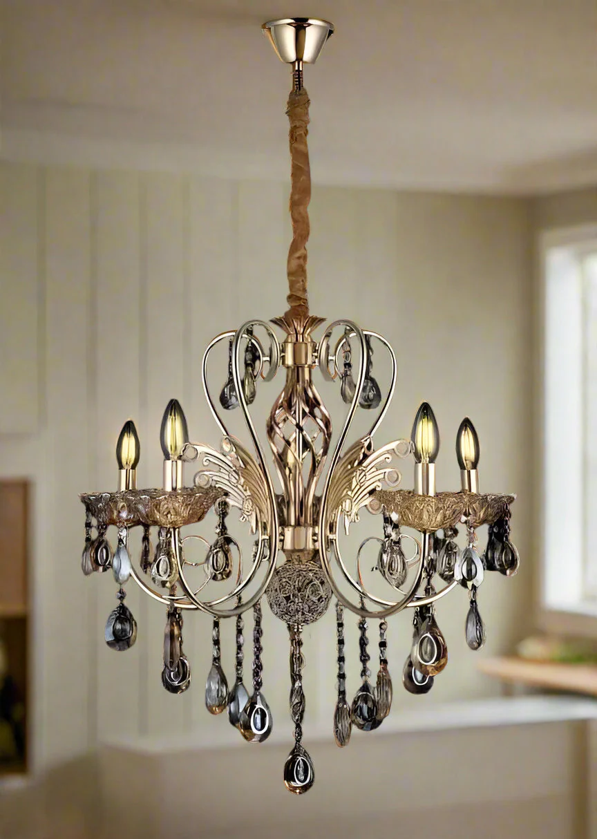 Luxurious 8-Light Crystal Chandelier with Golden Metal Frame – Classic Decorative Hanging Light for Living Room, Hall, Dining & Hotel Lobby - Image 2