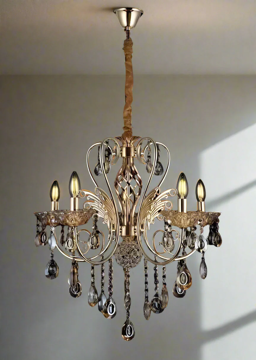 Luxurious 8-Light Crystal Chandelier with Golden Metal Frame – Classic Decorative Hanging Light for Living Room, Hall, Dining & Hotel Lobby - Image 3