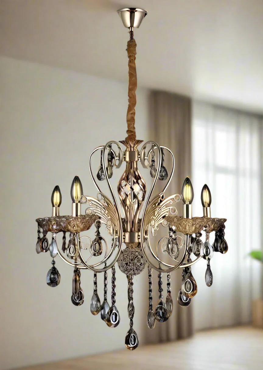 Luxurious 8-Light Crystal Chandelier with Golden Metal Frame – Classic Decorative Hanging Light for Living Room, Hall, Dining & Hotel Lobby - Image 5