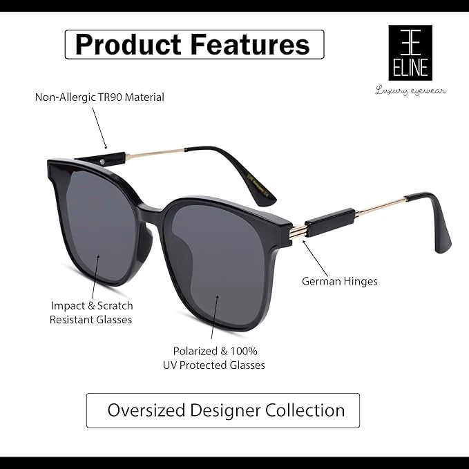 Luxury Black Square Sunglasses For Women - Image 3