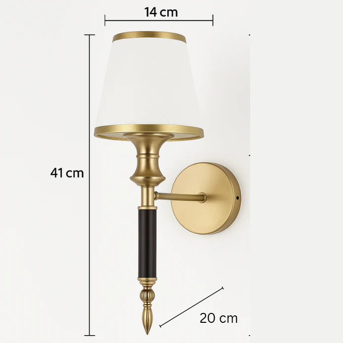 Luxury Brass & White Wall Sconce Light with Fabric Shade – Elegant Decorative Wall Lamp for Living Room, Bedroom & Hallway - Image 4