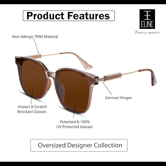 Luxury Brown Square Sunglasses For Women - Image 3