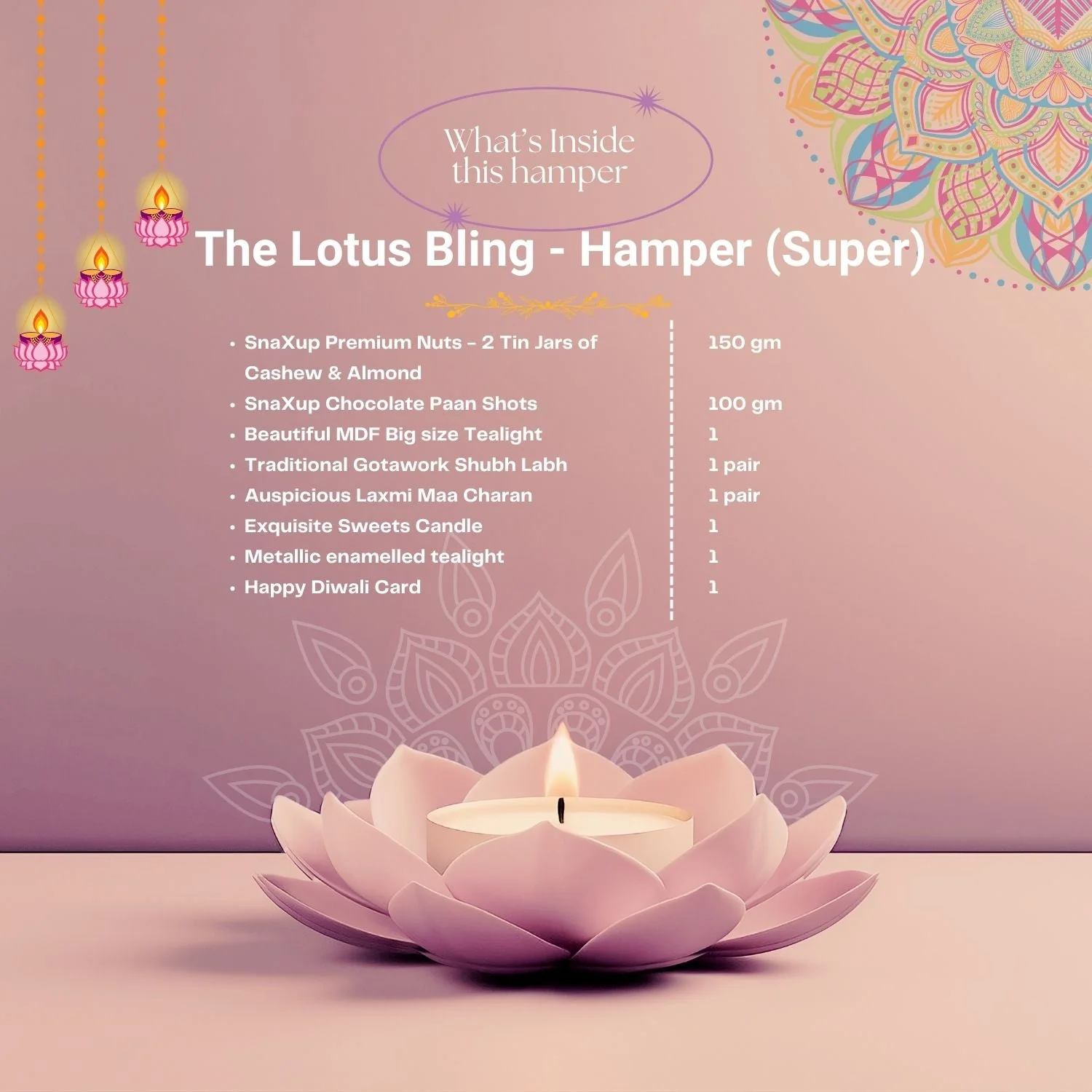 Luxury Diwali Gift Box - The Lotus Bling - Super Hamper - Image 4